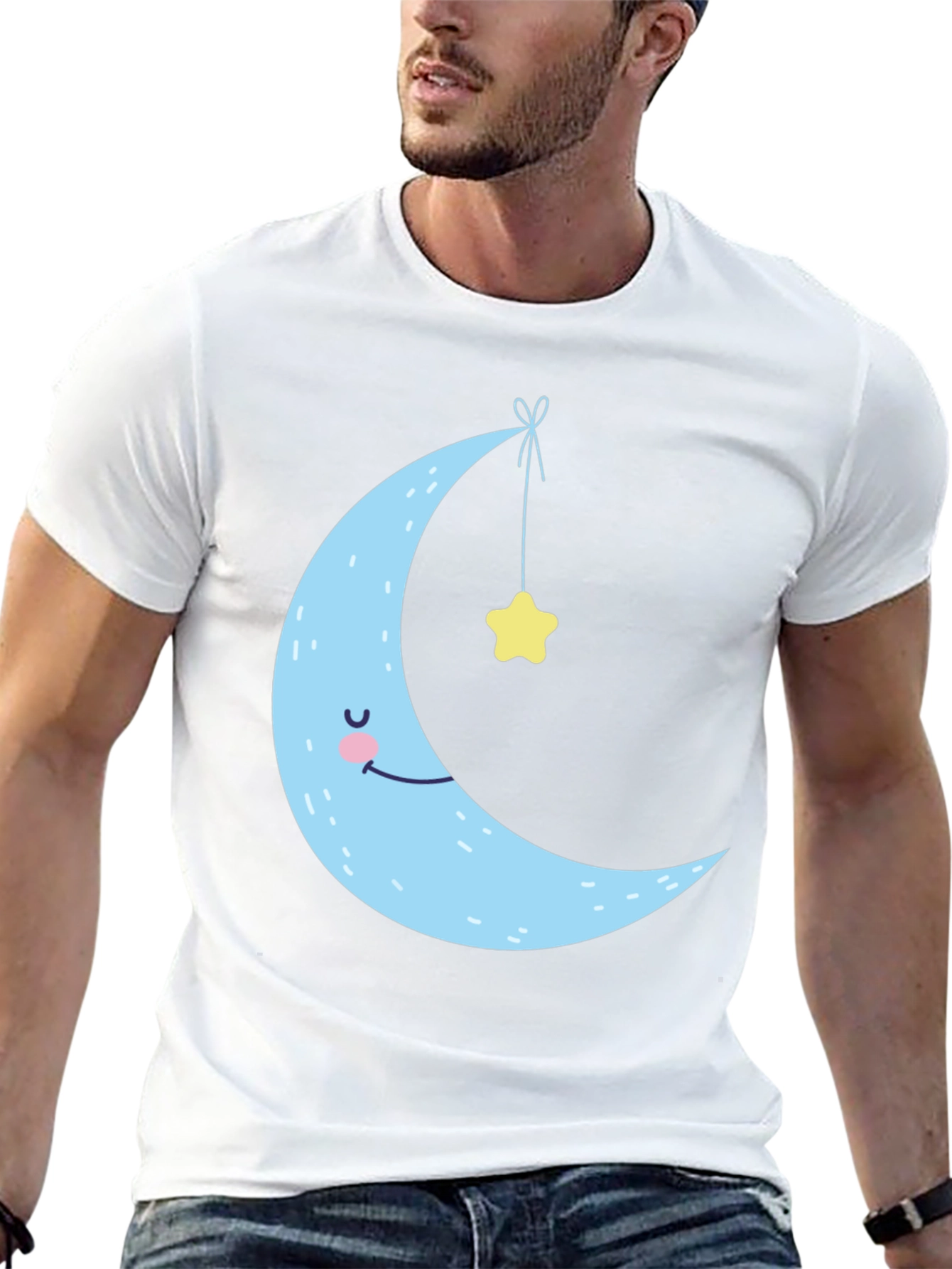 Dreamy Crescent Moon & Star Graphic Tee