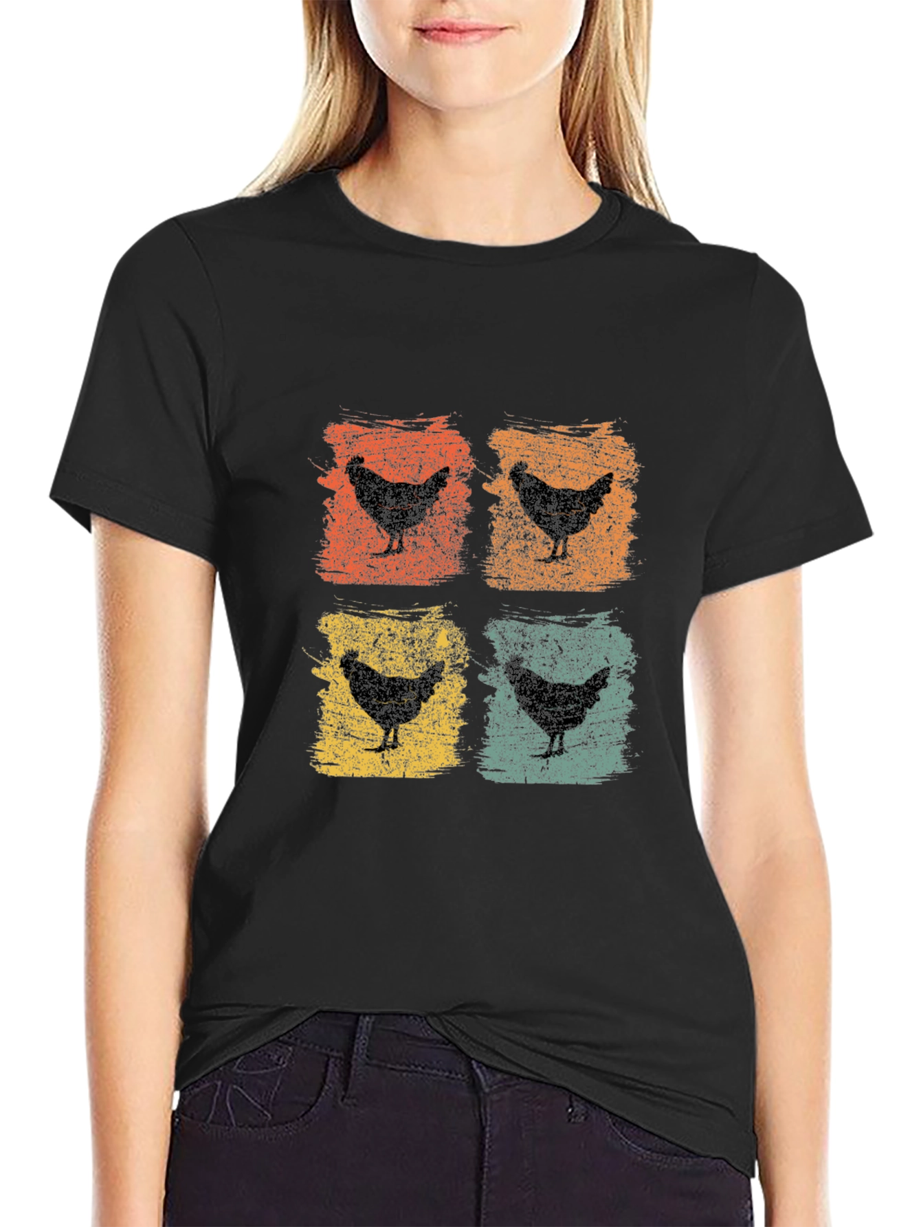 Retro Chicken T-Shirt: Farm Animal Graphic Tee