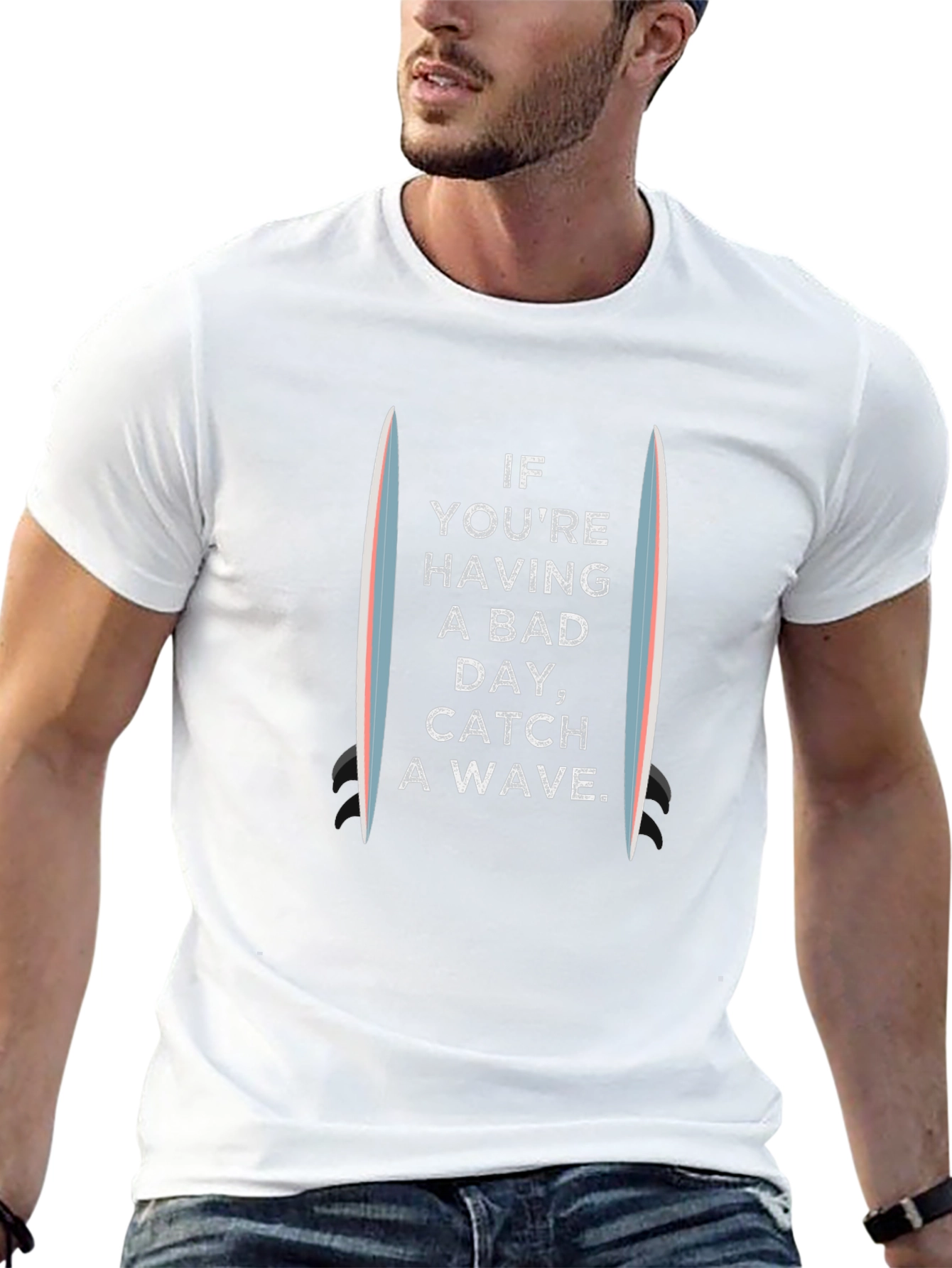 Catch a Wave Graphic Tee - Surfboard Design