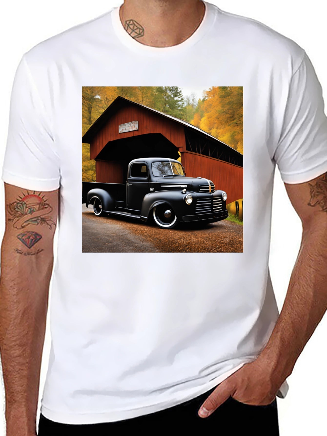 Classic Truck T-Shirt - Covered Bridge Backdrop