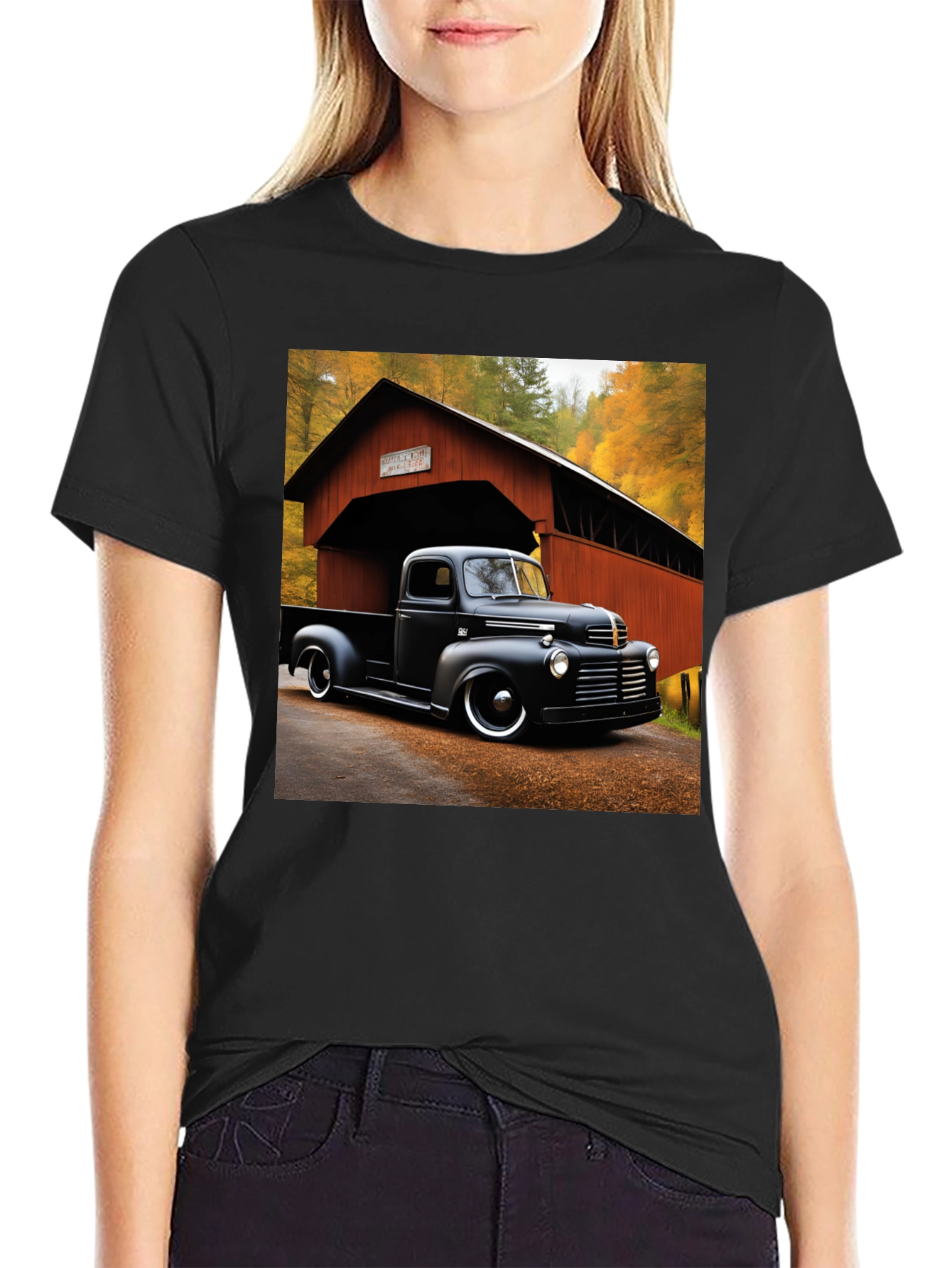 Classic Truck T-Shirt - Covered Bridge Backdrop
