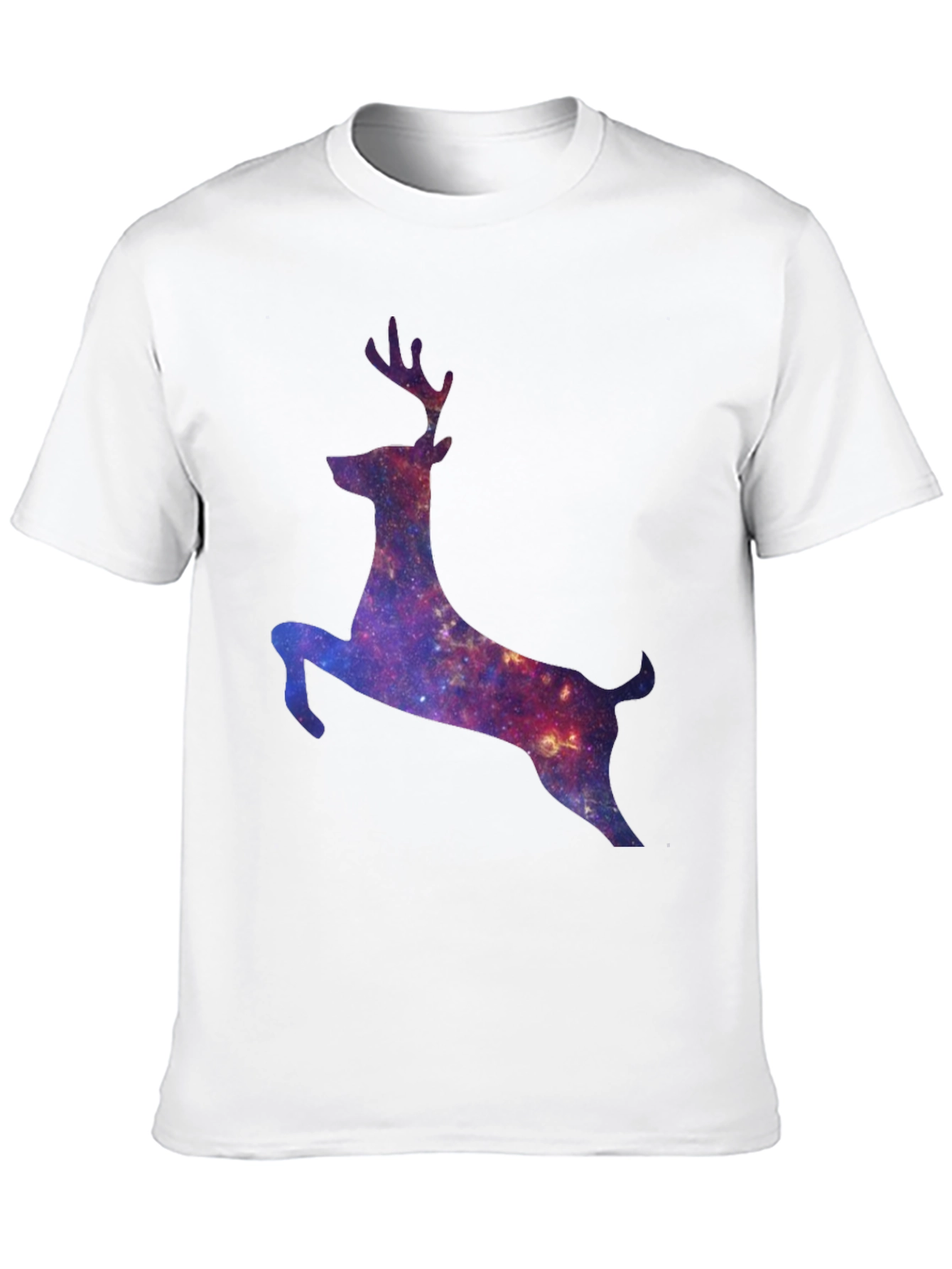 Galaxy Deer Graphic Tee - Black Cotton T-Shirt