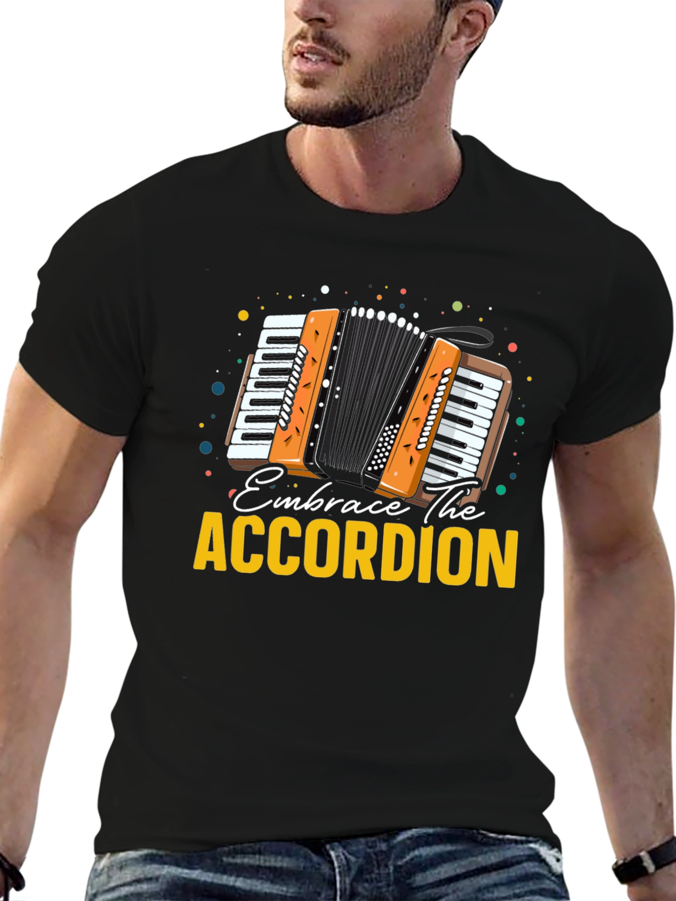 Embrace The Accordion Black Graphic Tee