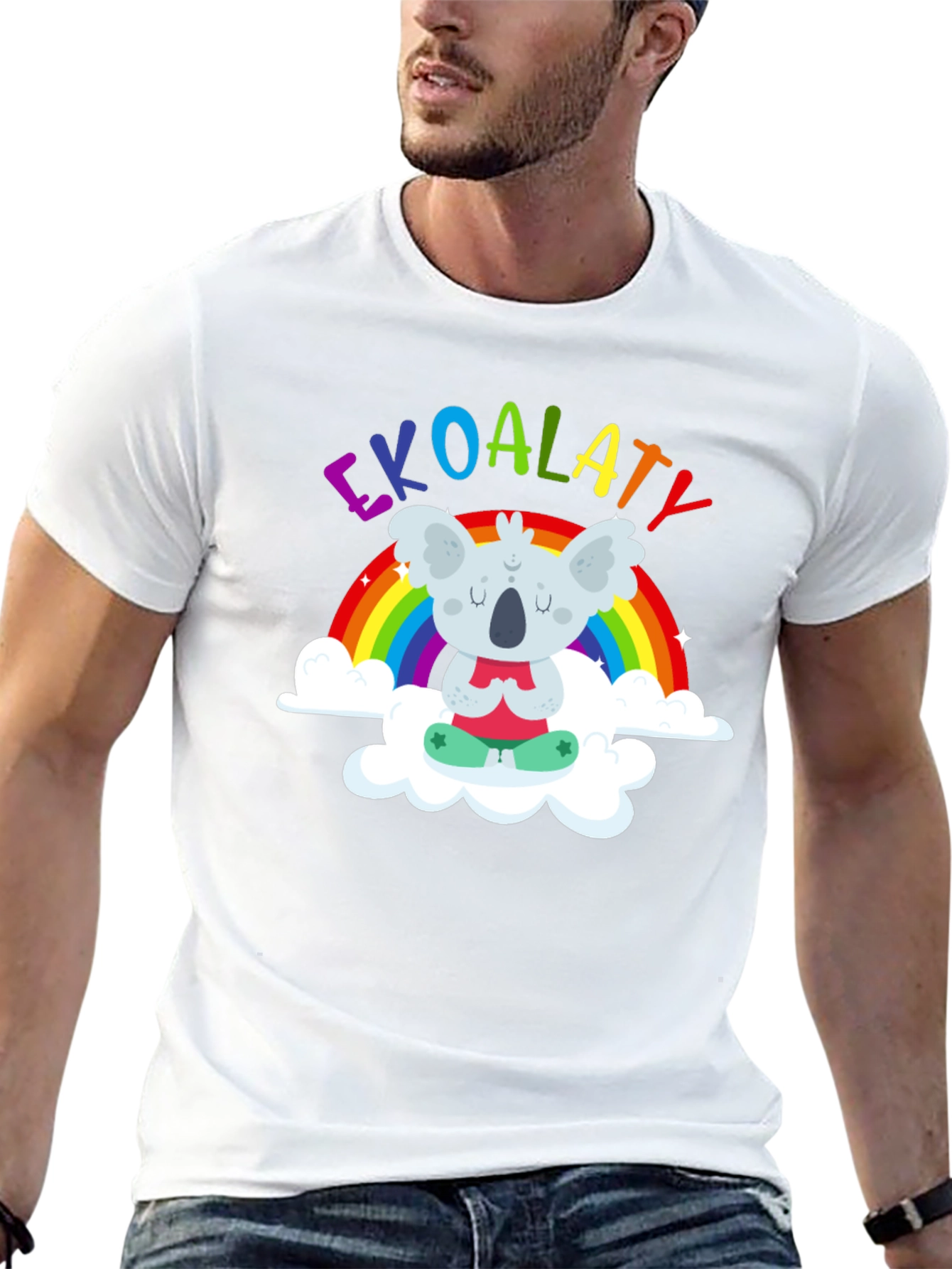 Ekoalaty T-Shirt: Meditating Koala on Rainbow Cloud
