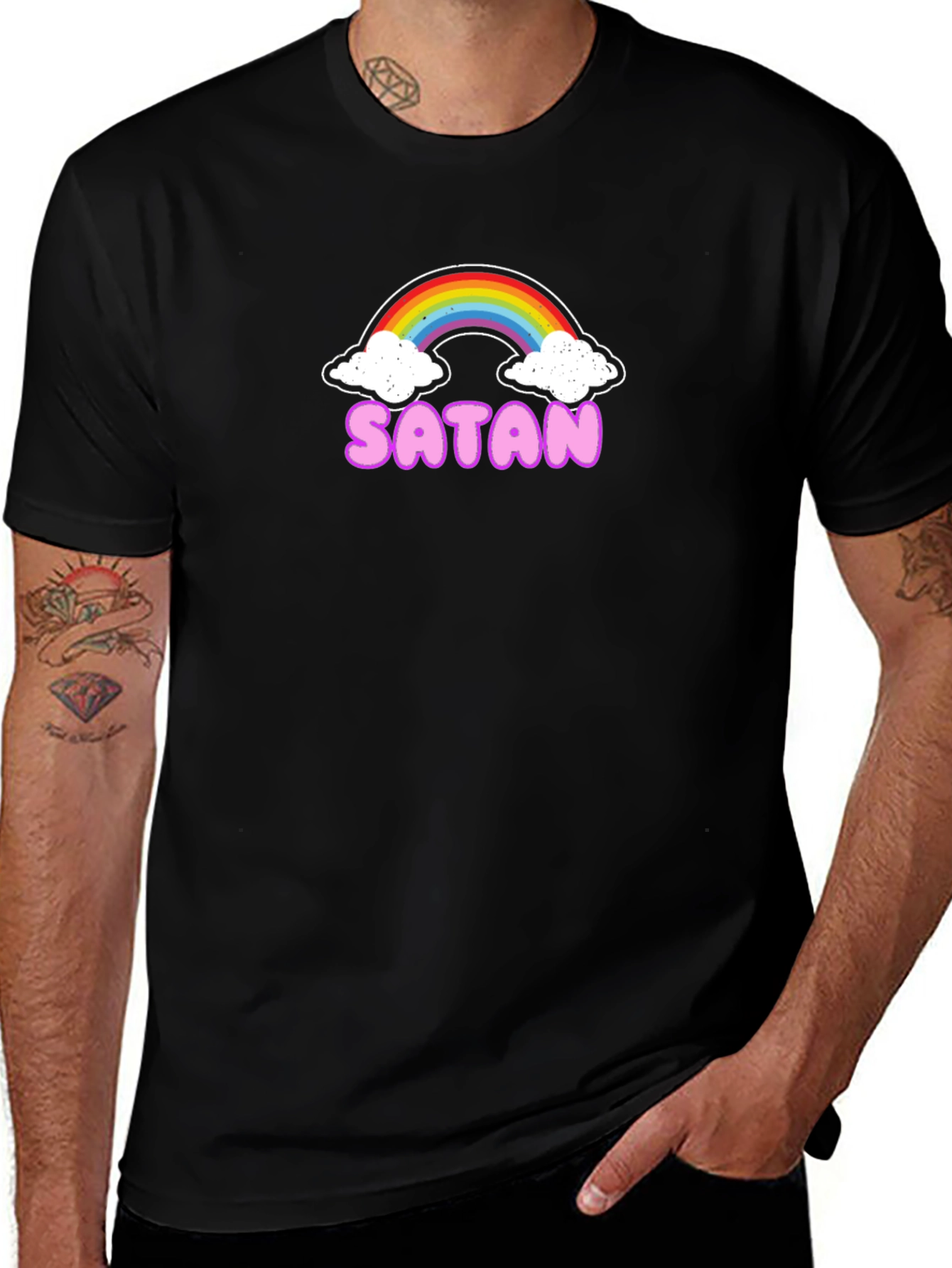 Rainbow Satan Graphic Tee - Black