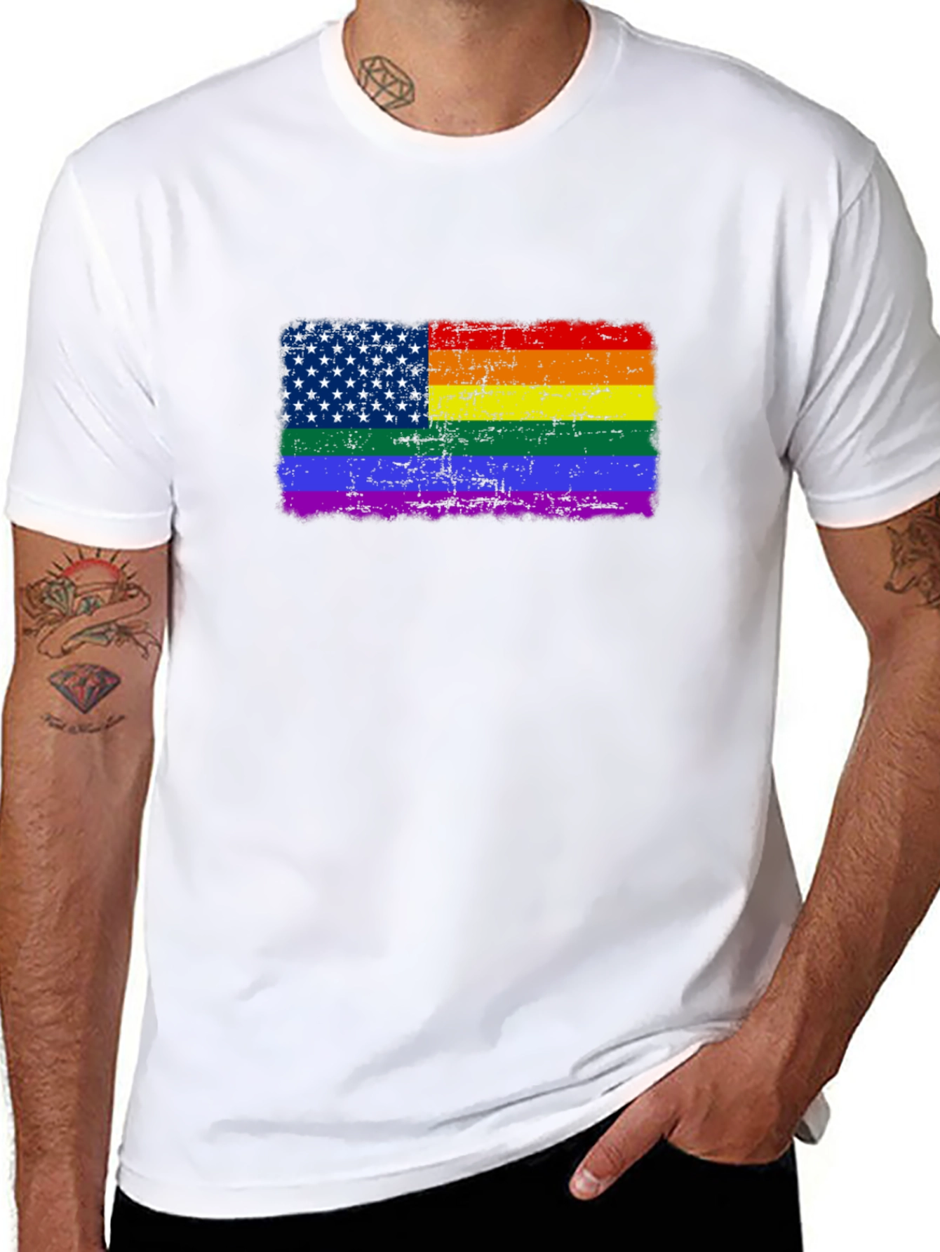 Pride USA Flag T-Shirt - Distressed Graphic Tee