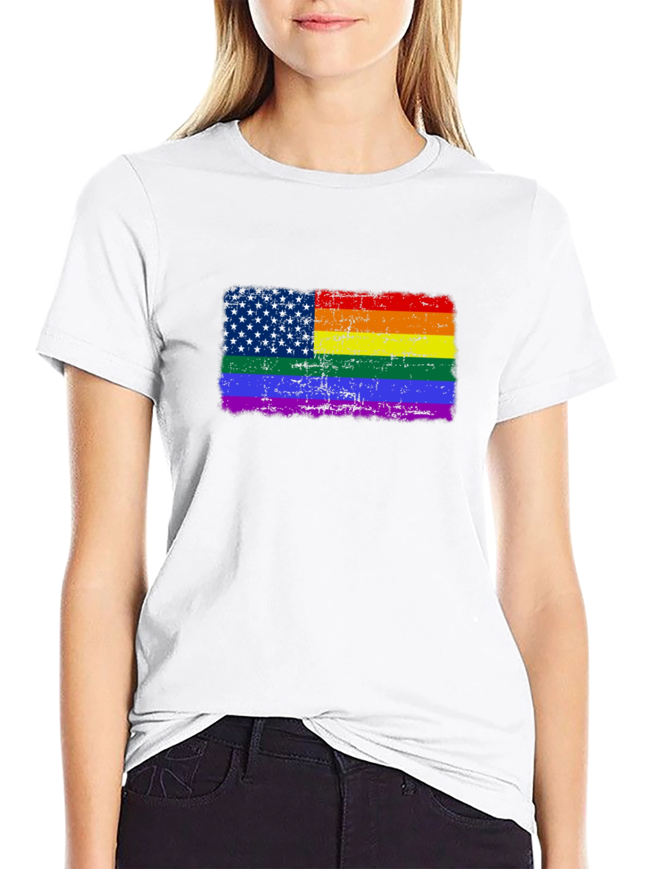 Pride USA Flag T-Shirt - Distressed Graphic Tee