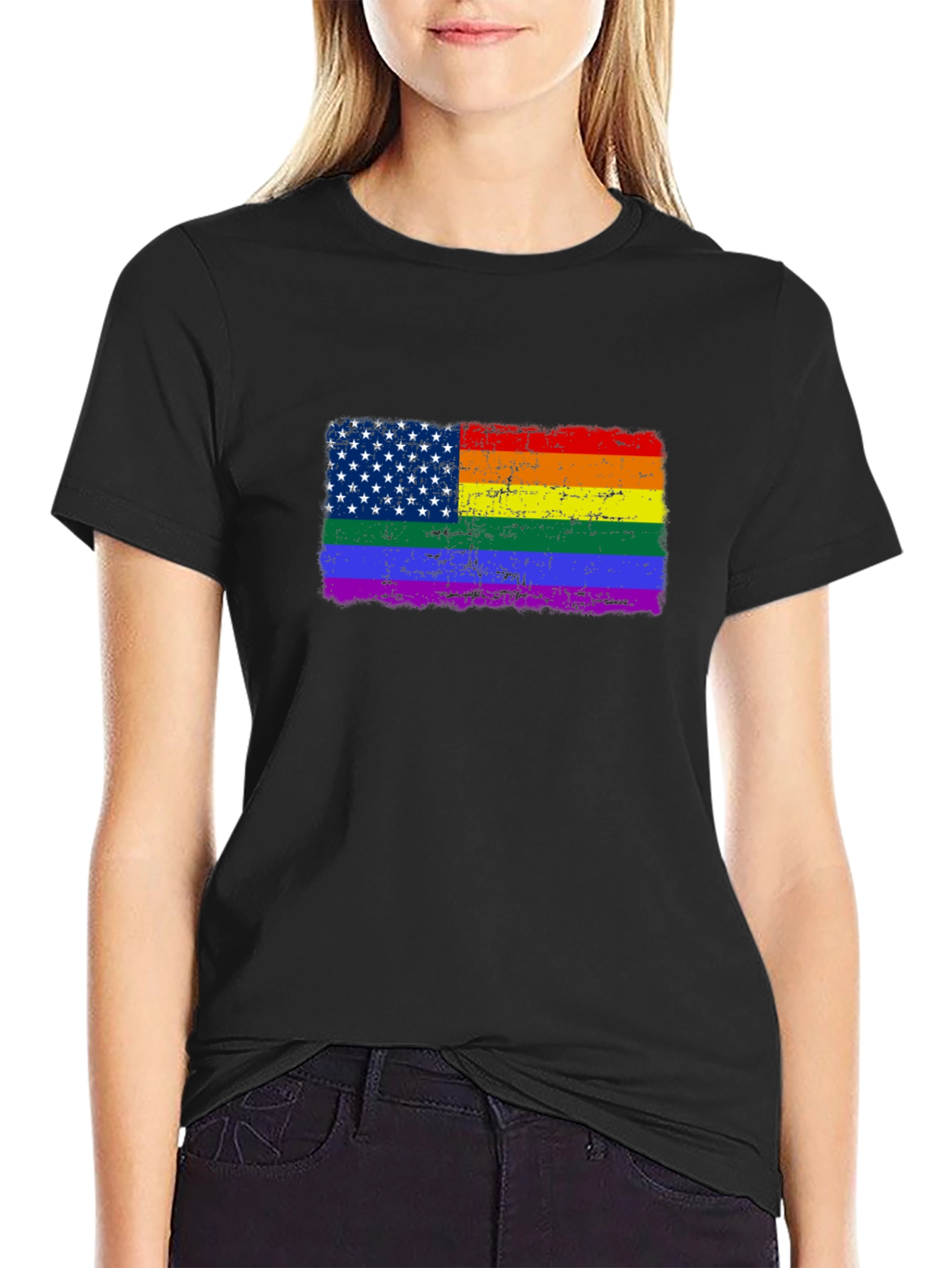 Pride USA Flag T-Shirt - Distressed Graphic Tee