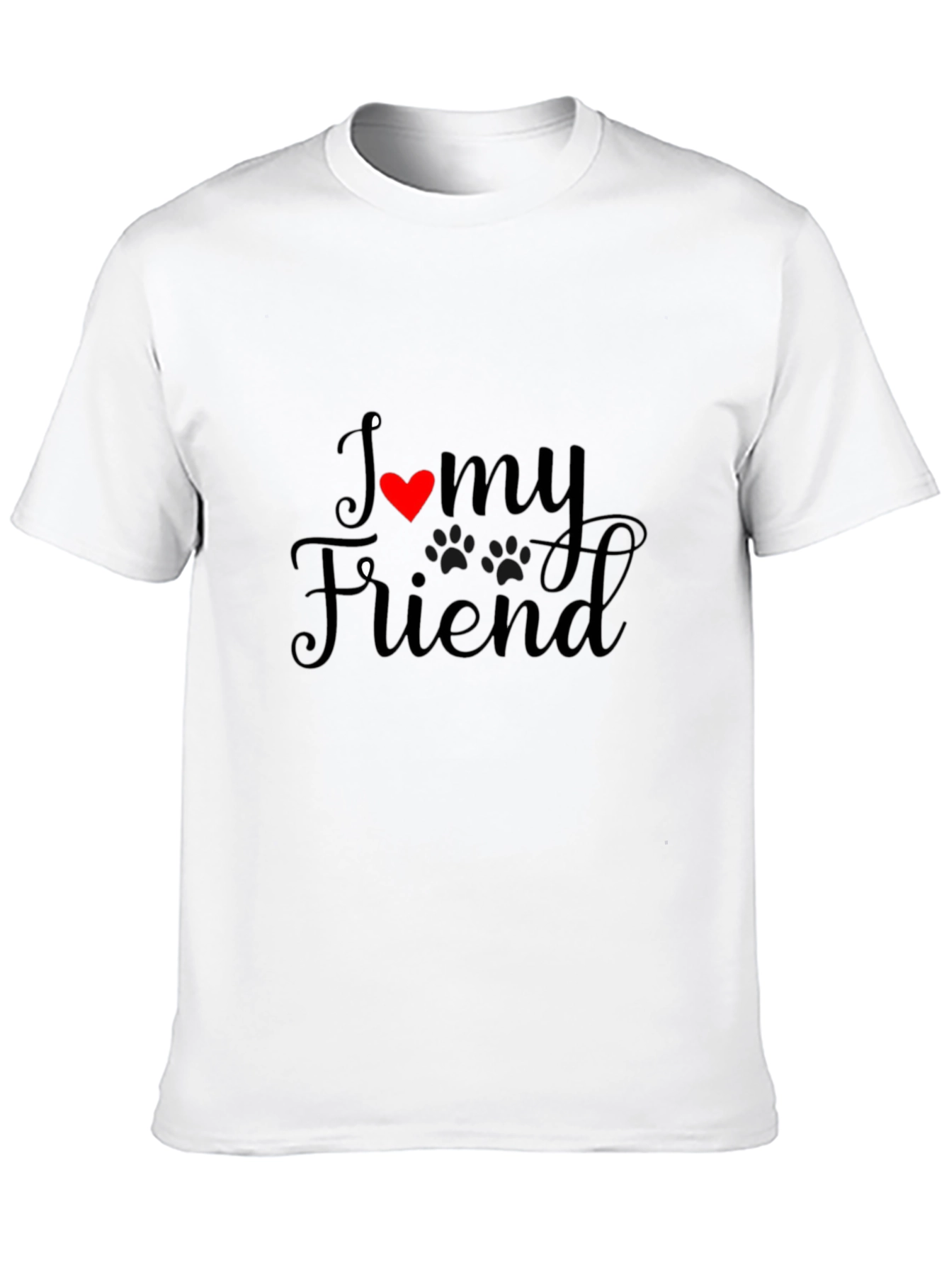I Love My Friend Black Crewneck T-Shirt