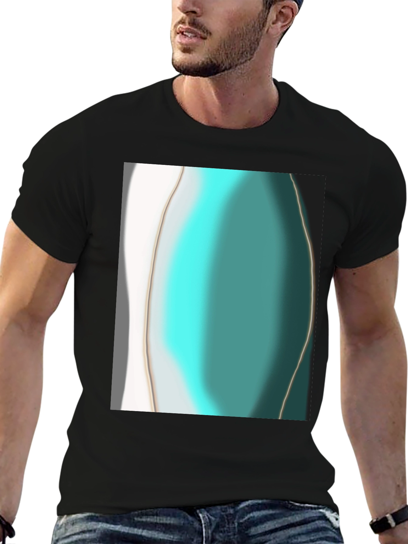 Abstract Design Tee - Modern Art Black T-Shirt