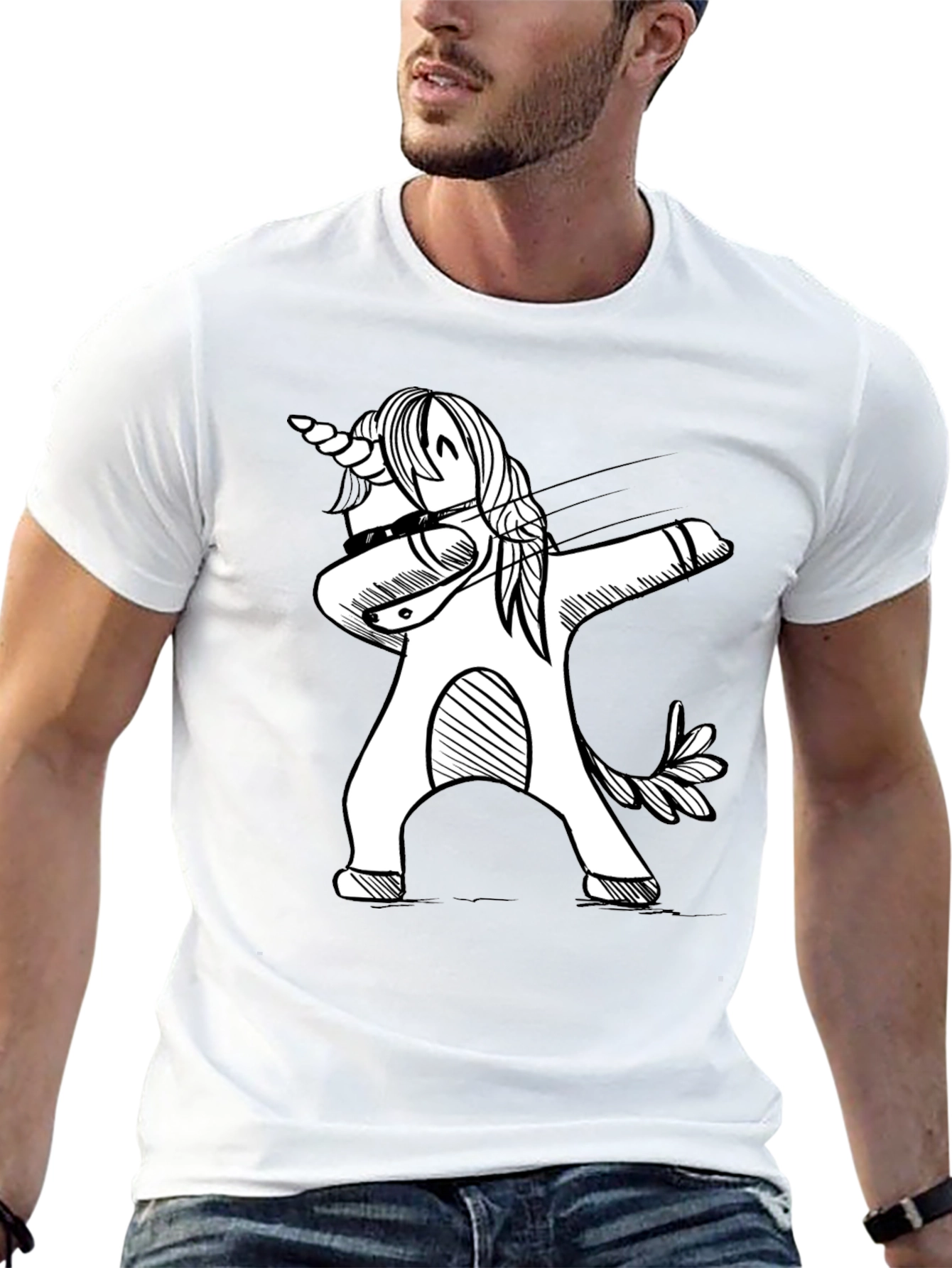 Dabbing Unicorn Black Graphic T-Shirt