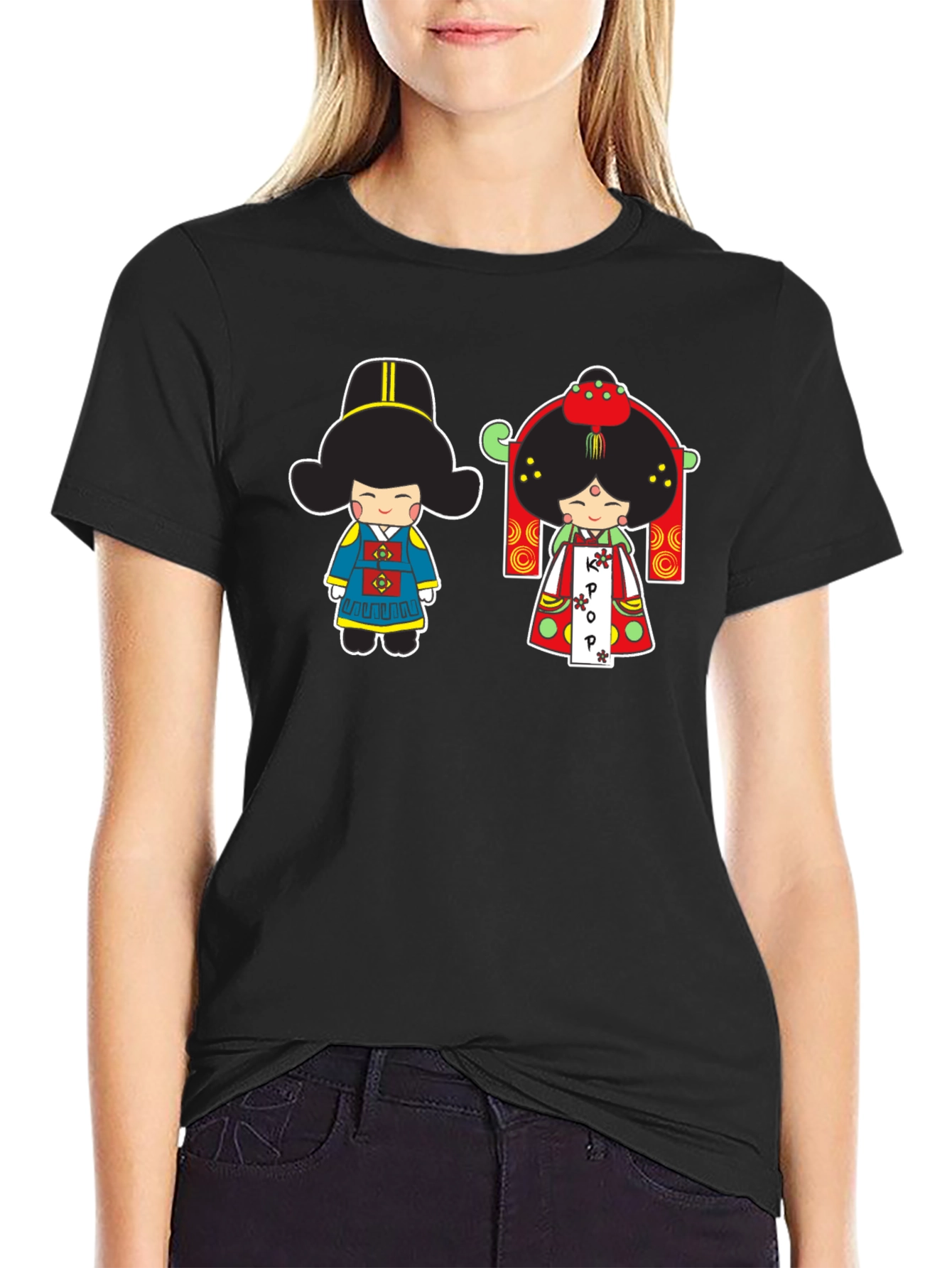 Korean K-Pop Dolls Black T-Shirt