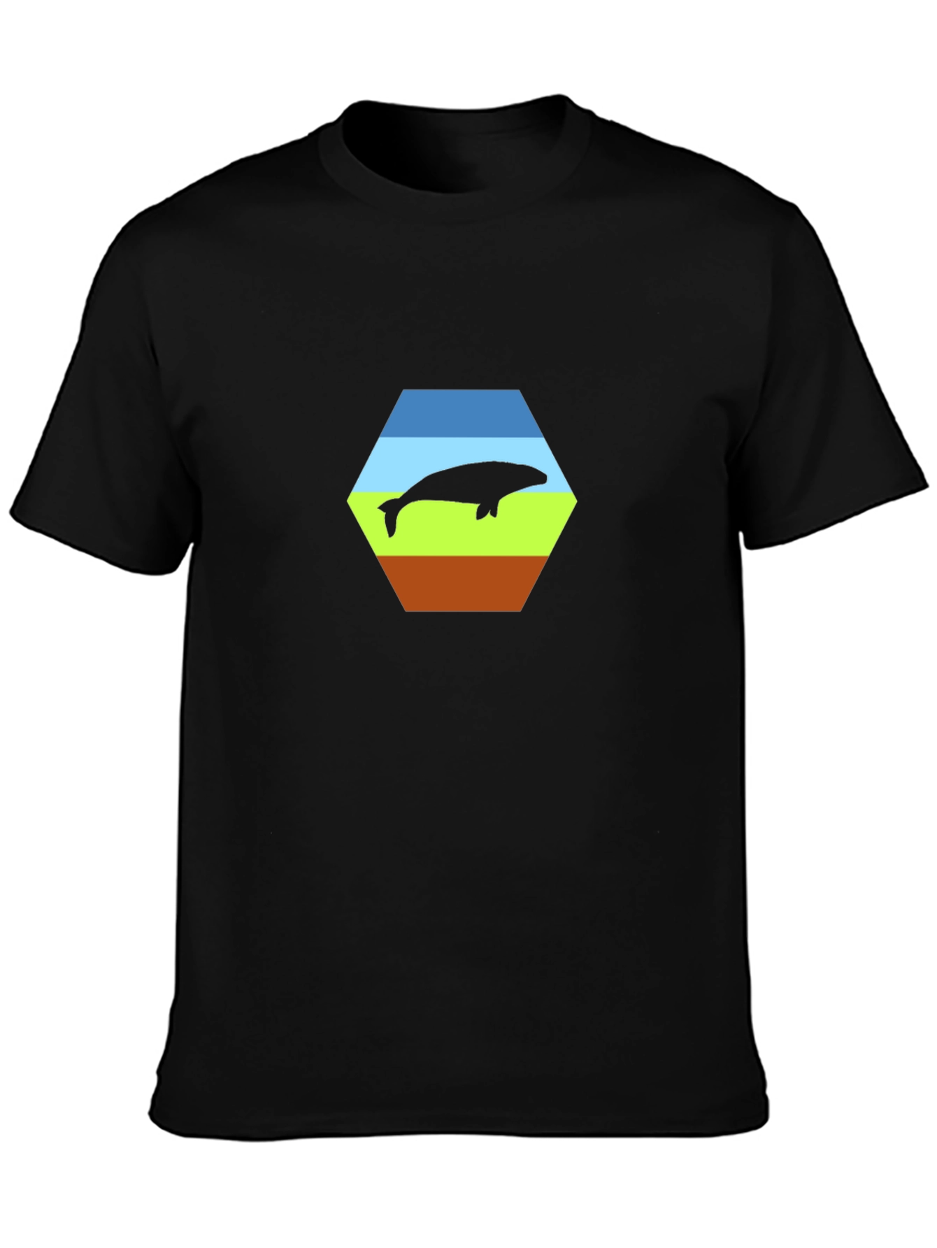 Stylish Whale Hexagon Graphic Tee - Soft Cotton Blend