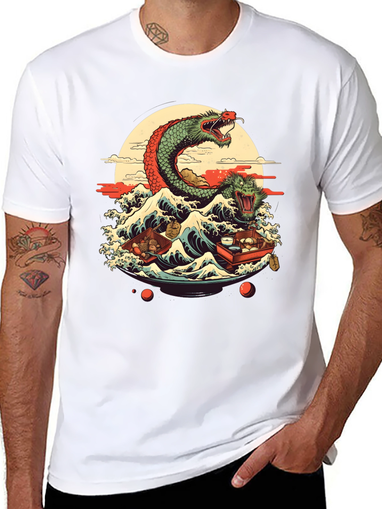 Dragon Wave Graphic Tee - Japanese Style