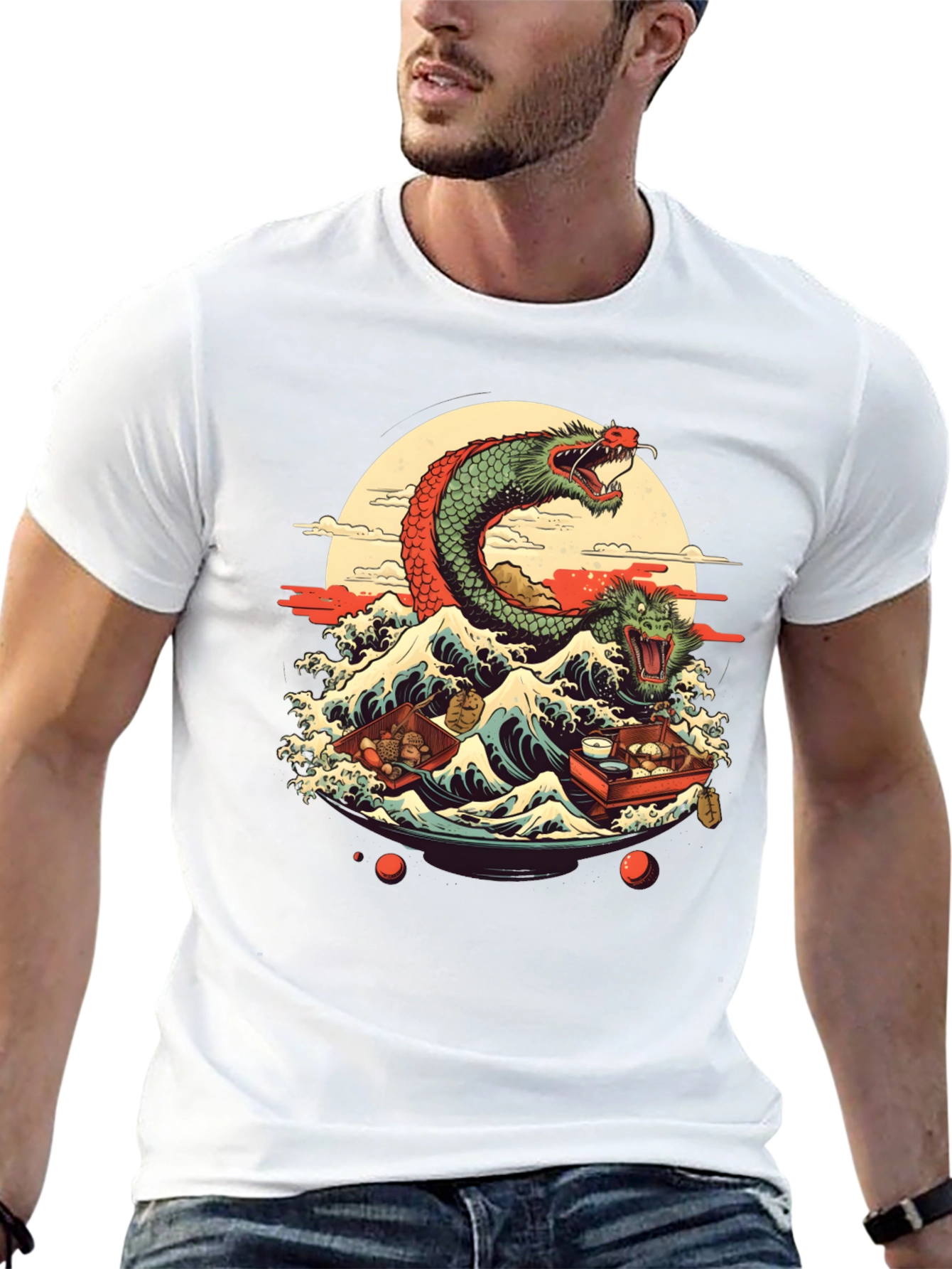 Dragon Wave Graphic Tee - Japanese Style
