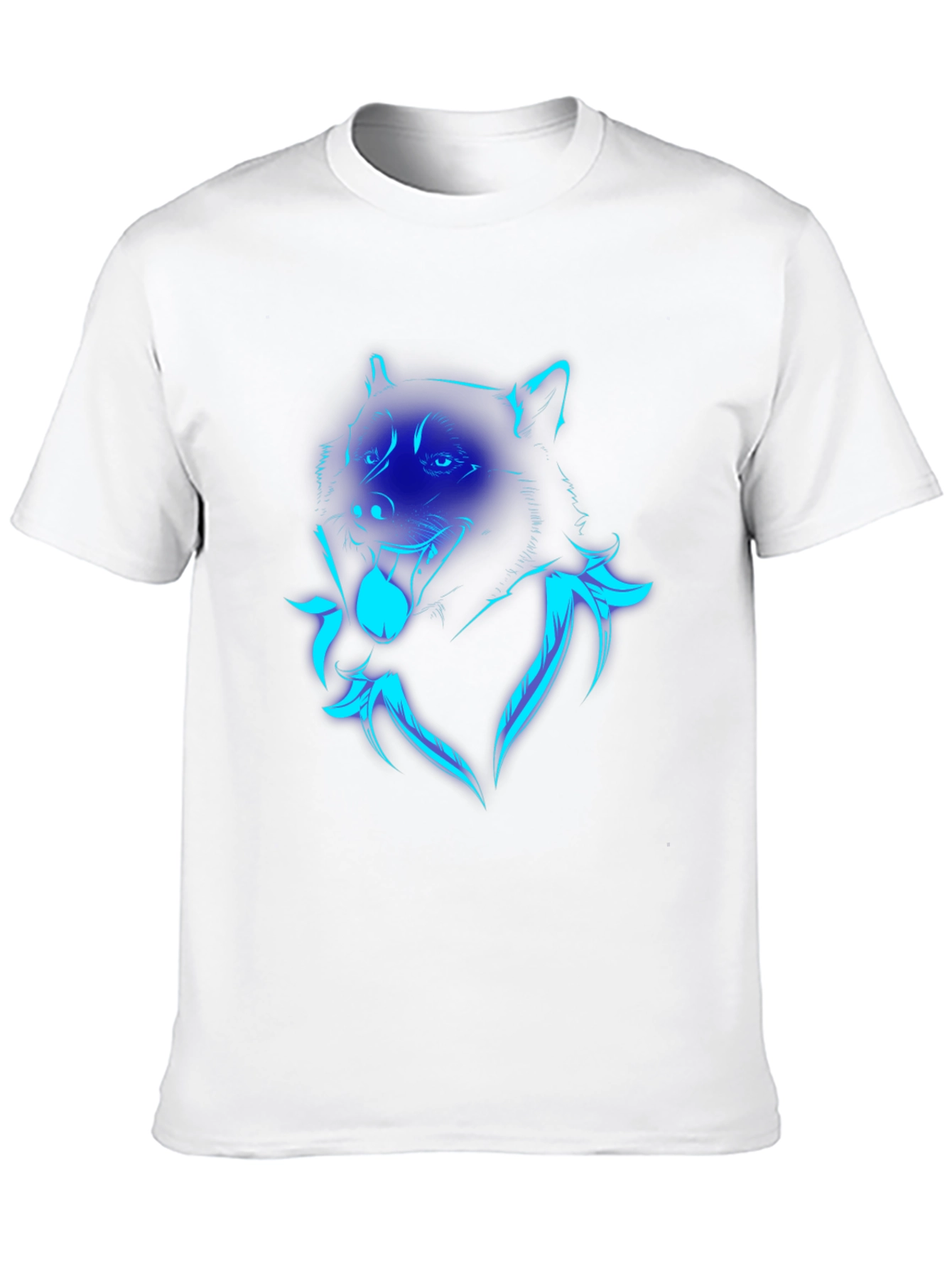 Neon Wolf Graphic Print Black T-Shirt