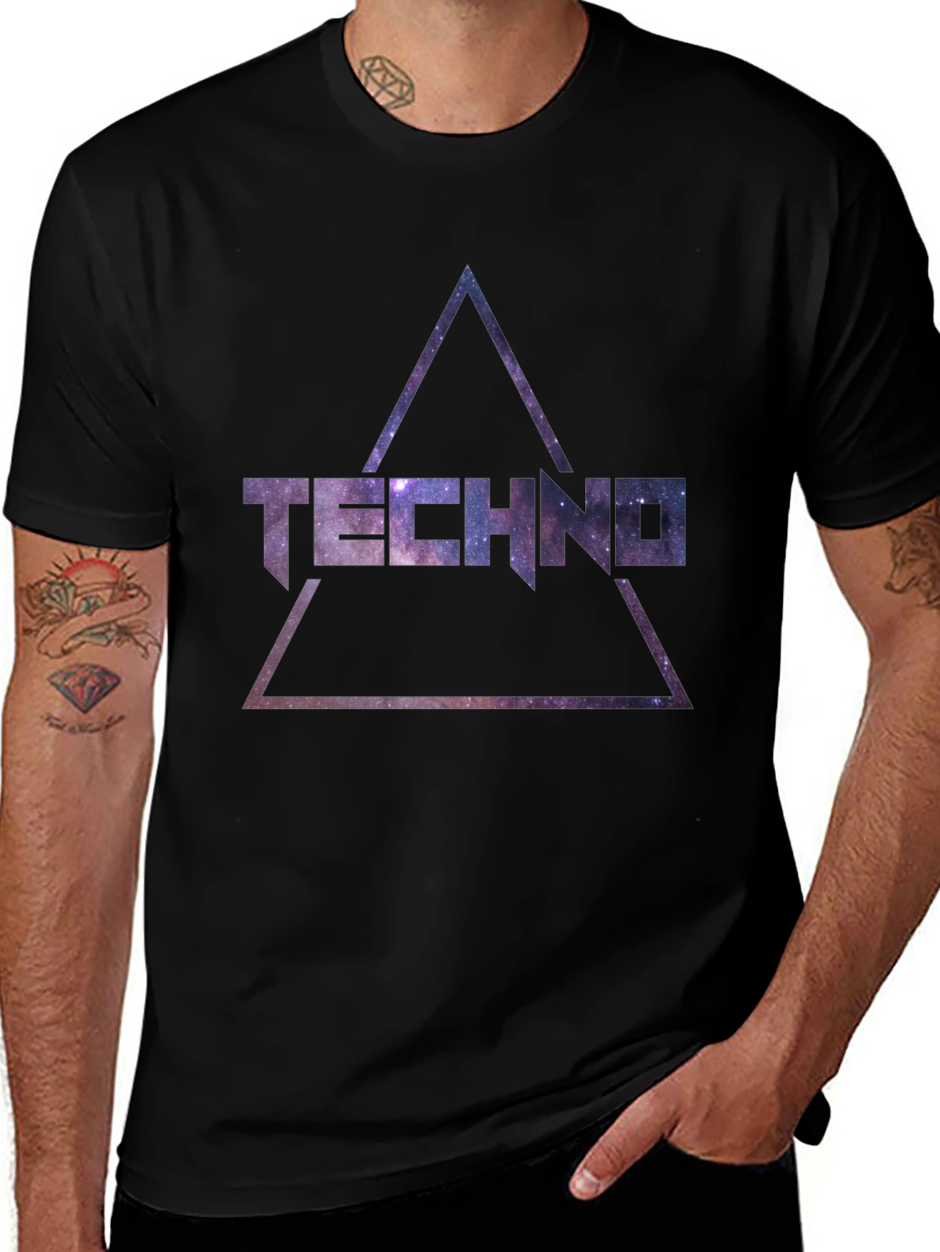 Techno Galaxy T-Shirt - Cosmic Triangle Design