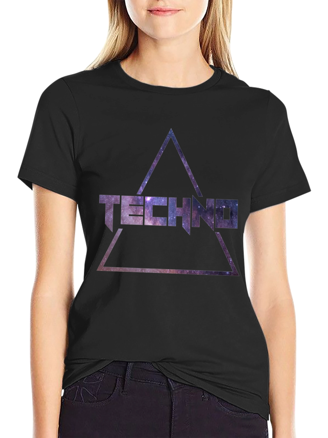 Techno Galaxy T-Shirt - Cosmic Triangle Design