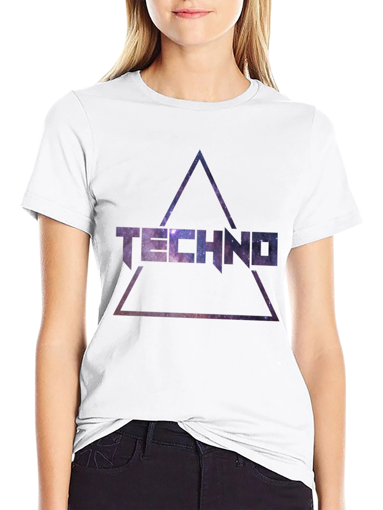 Techno Galaxy T-Shirt - Cosmic Triangle Design