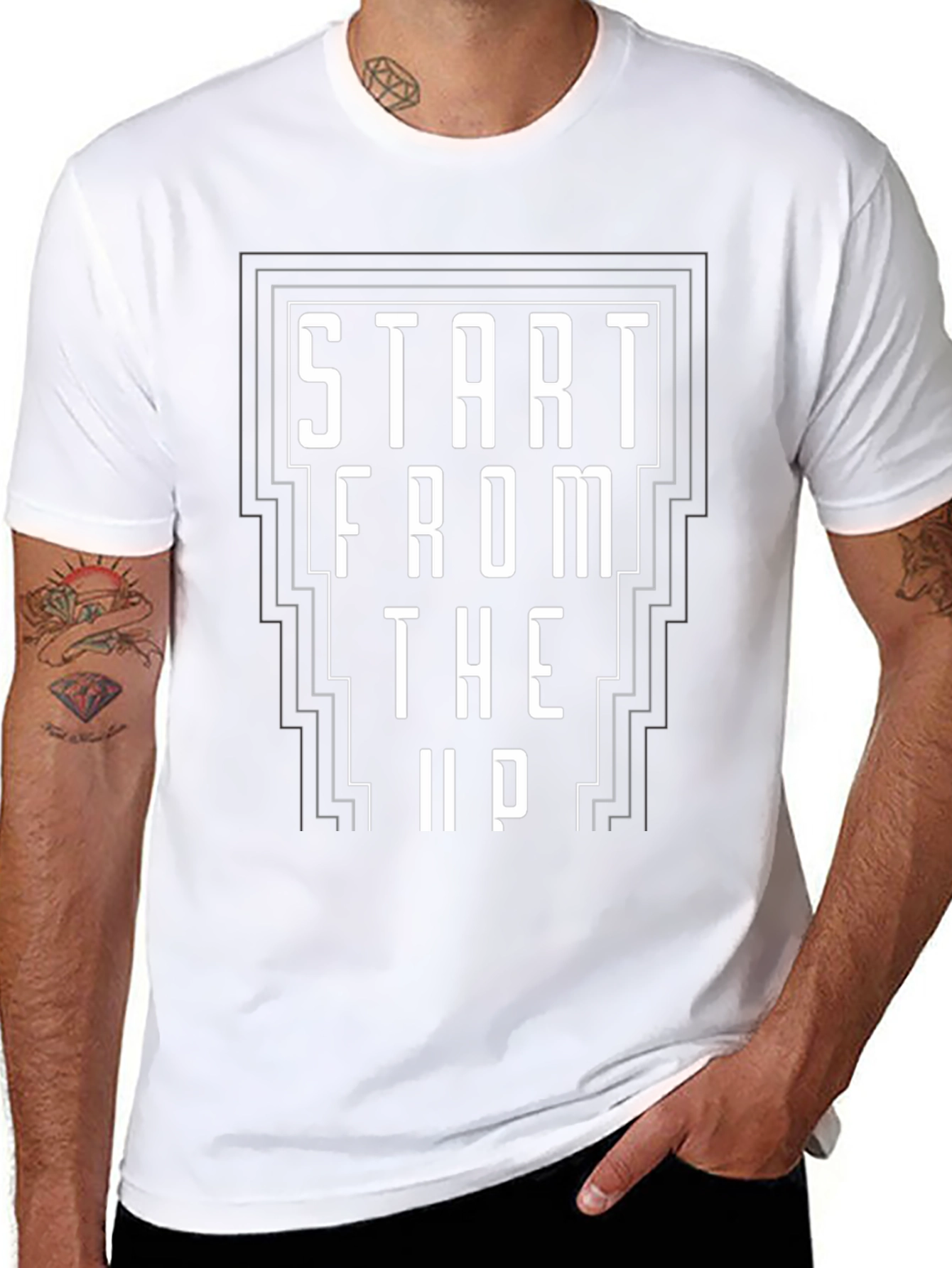 Start From The Up Black Graphic Tee Shirt