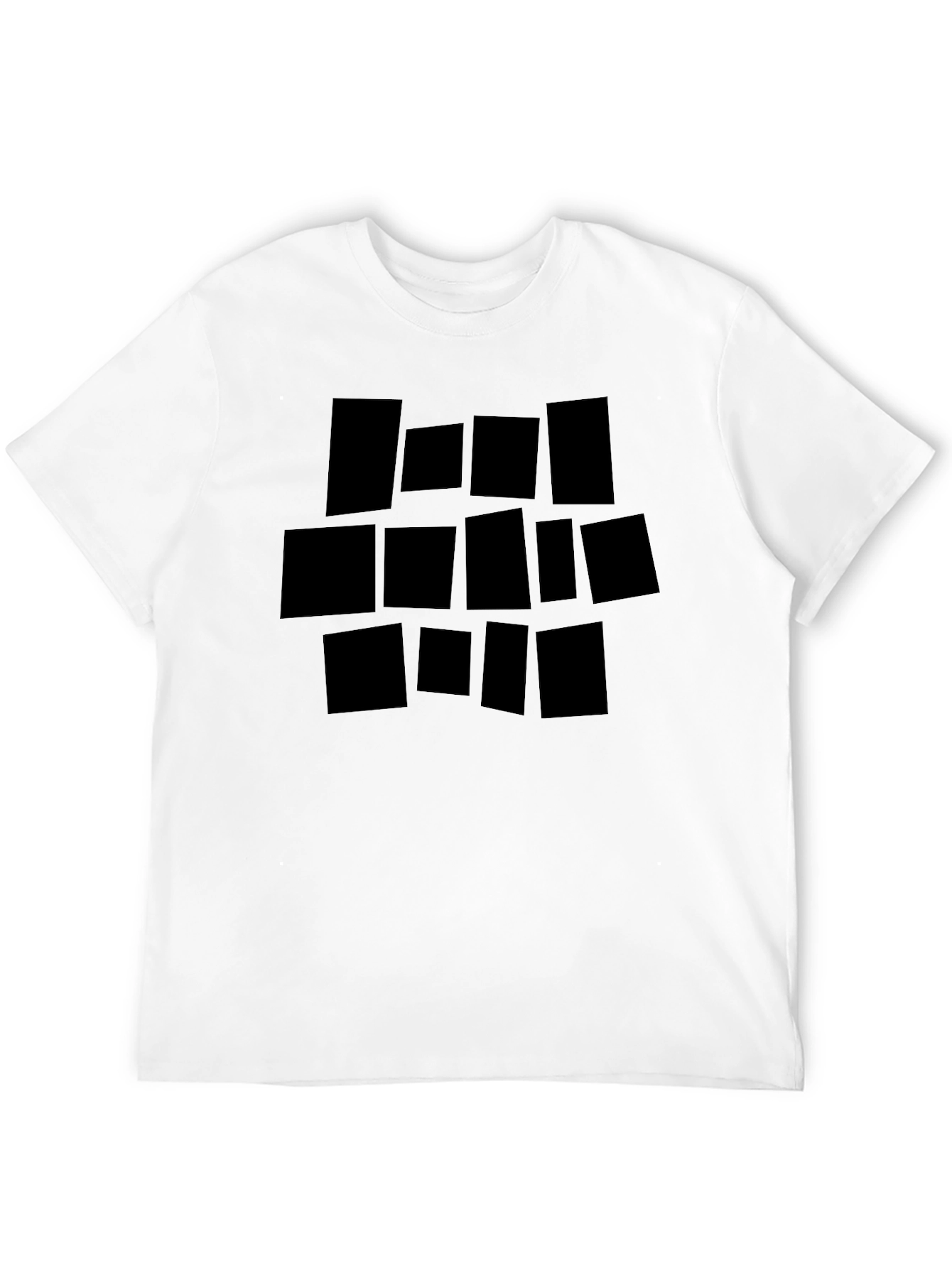 Abstract Geometric Block Print Black T-Shirt