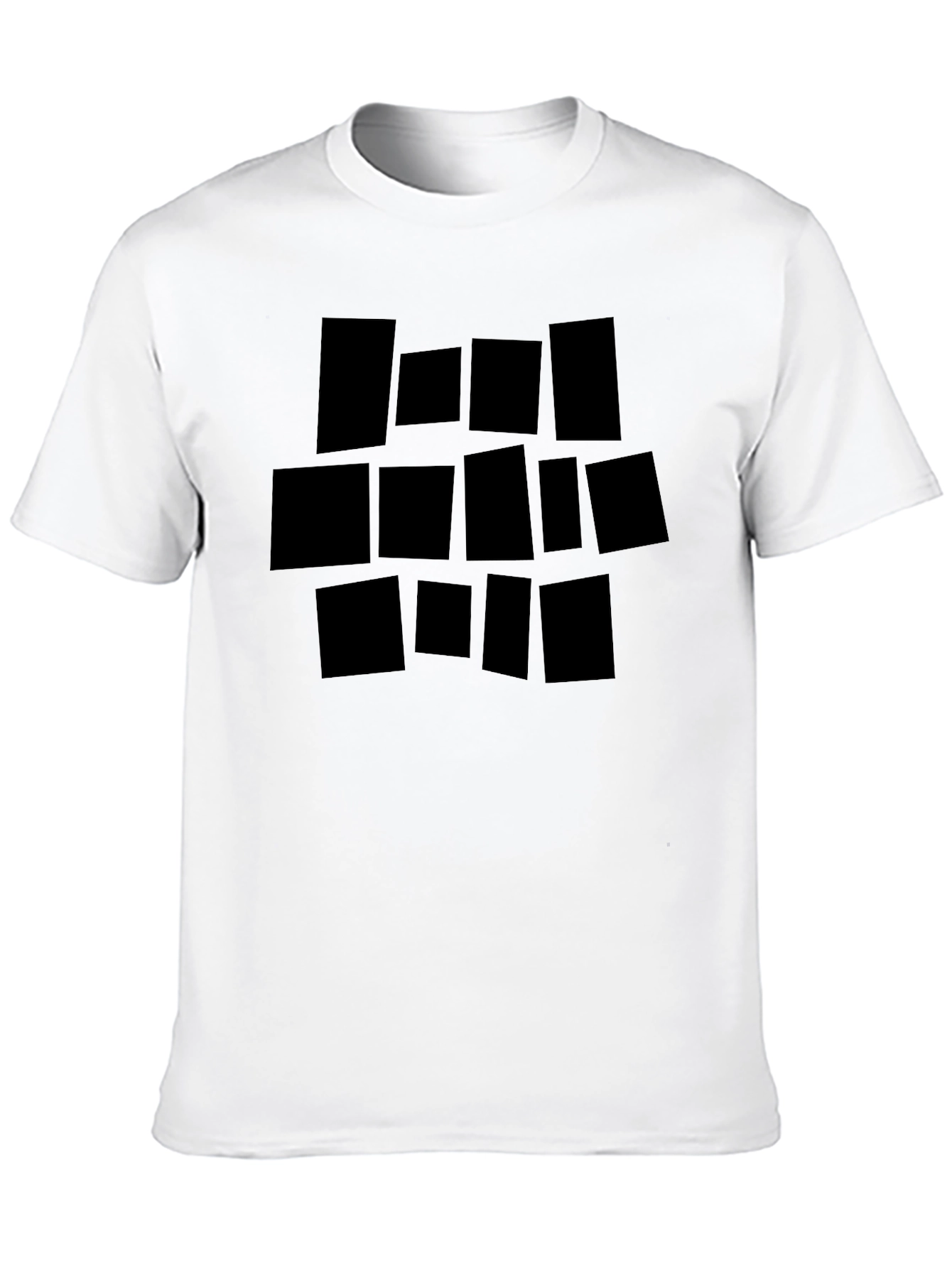 Abstract Geometric Block Print Black T-Shirt