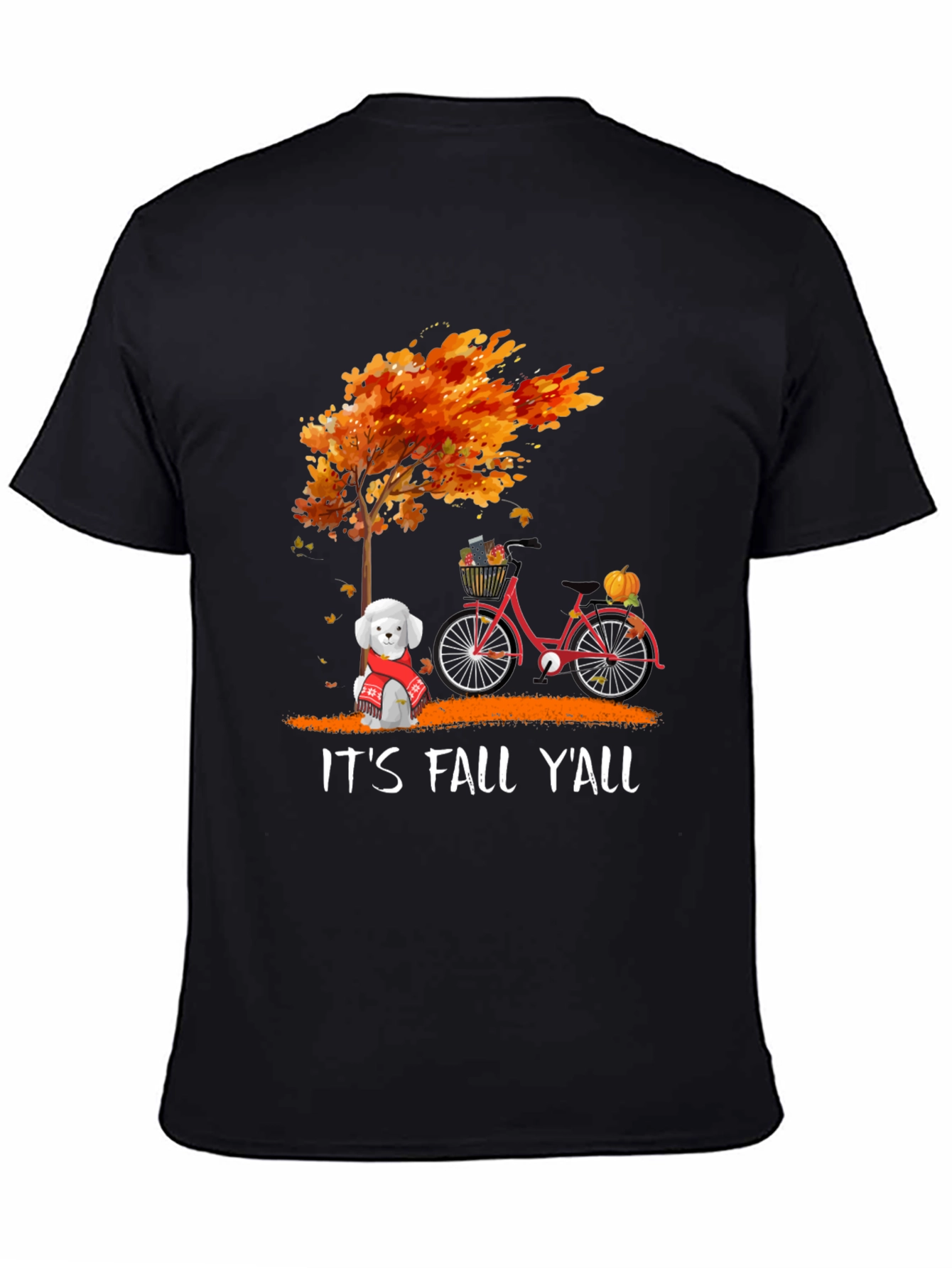 Fall Yall T-Shirt: Autumn Tree Dog & Bike Design
