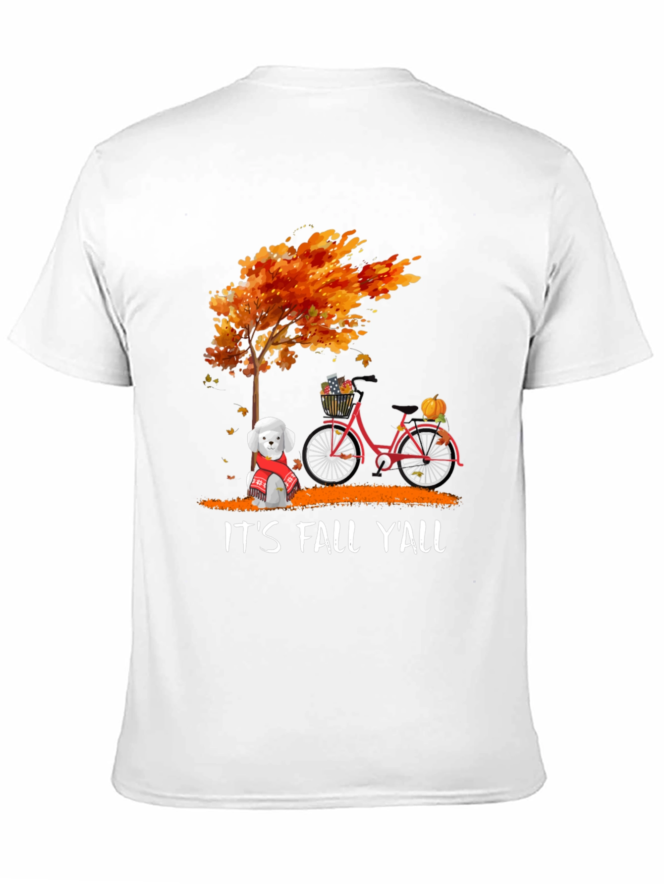 Fall Yall T-Shirt: Autumn Tree Dog & Bike Design