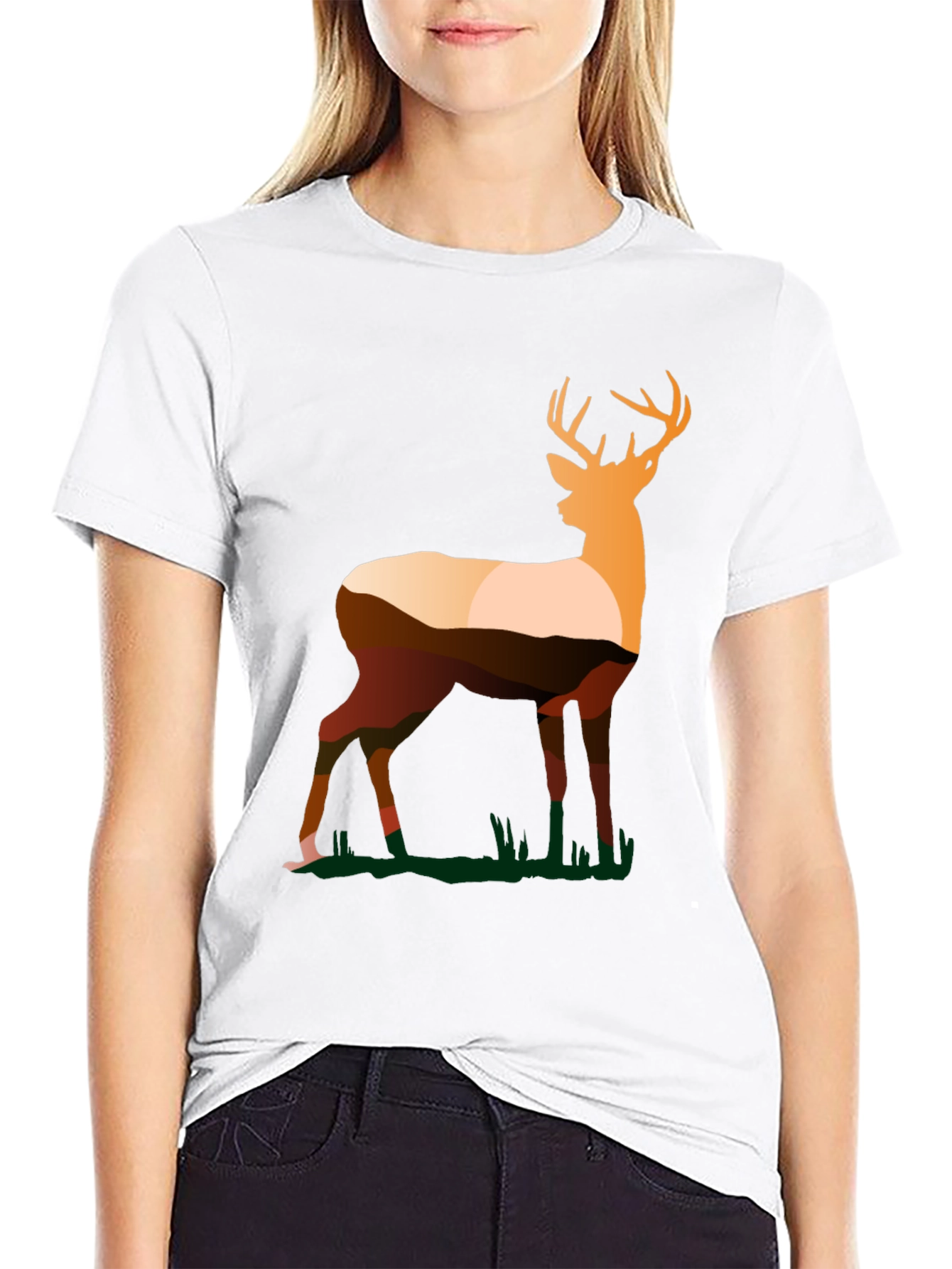 Deer Silhouette Graphic Tee - Nature Inspired Design
