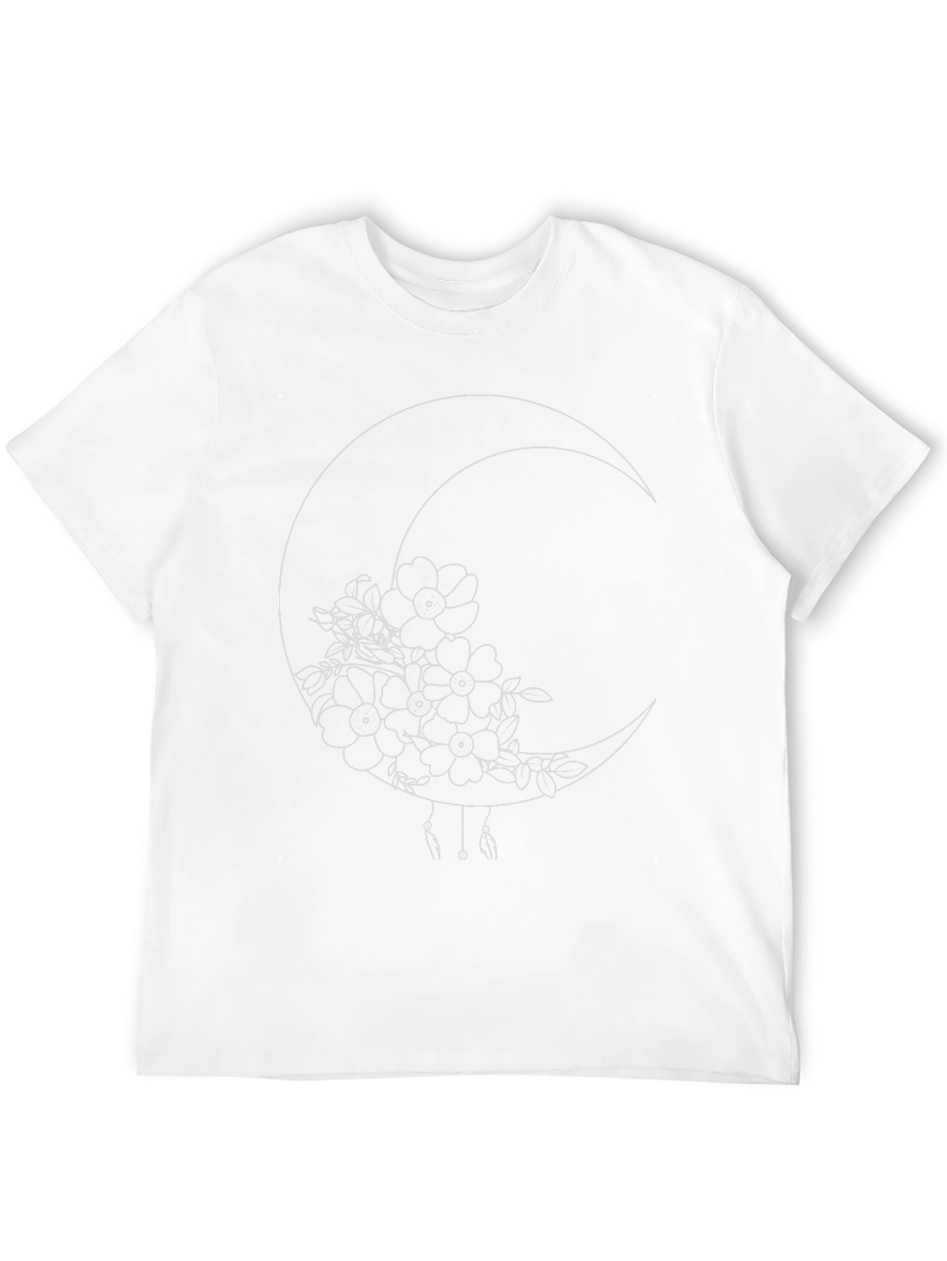 Floral Crescent Moon Black T-Shirt