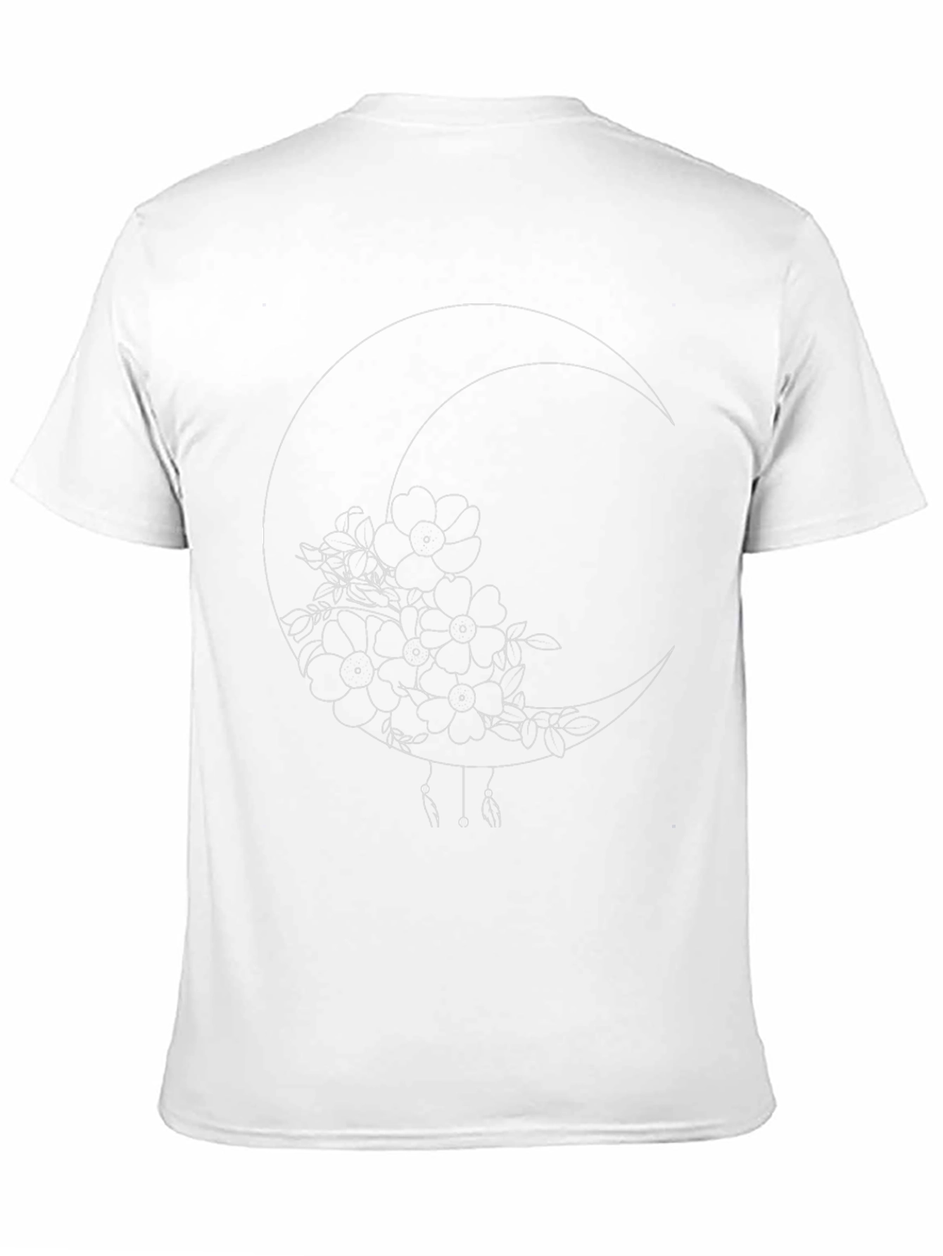 Floral Crescent Moon Black T-Shirt