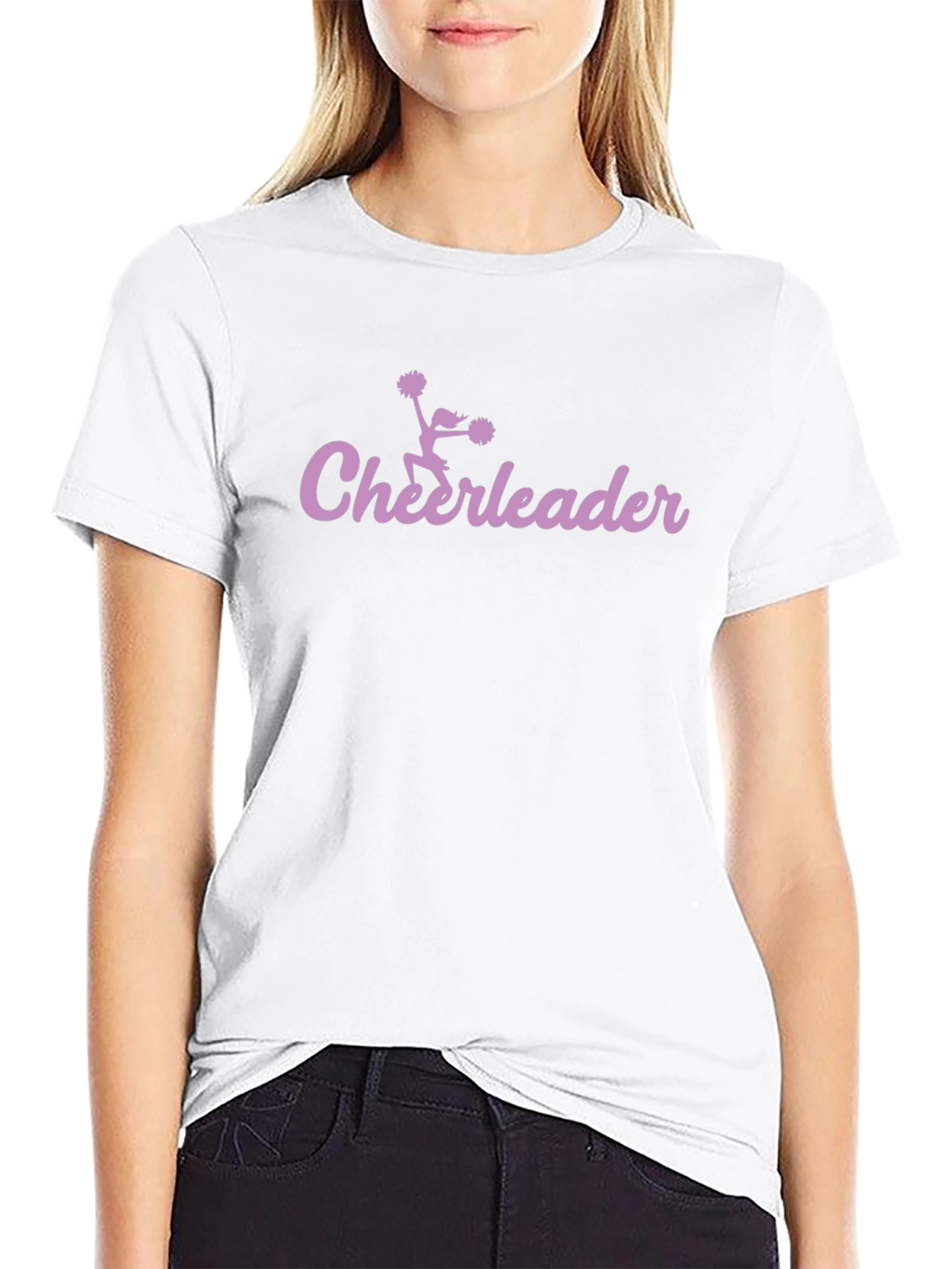 Cheerleader Graphic Tee - Black Cotton T-Shirt