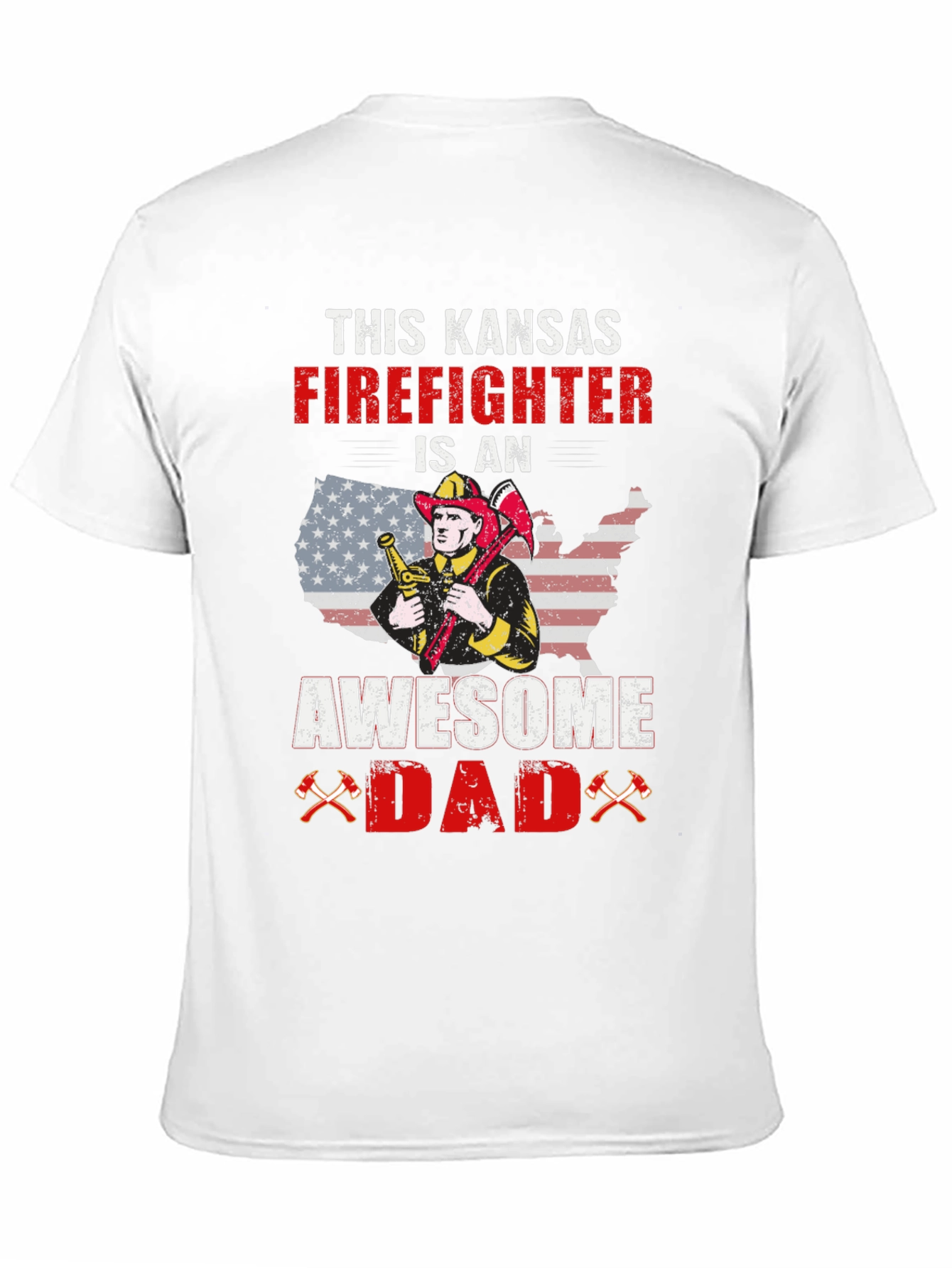 Kansas Firefighter Awesome Dad Graphic T-Shirt