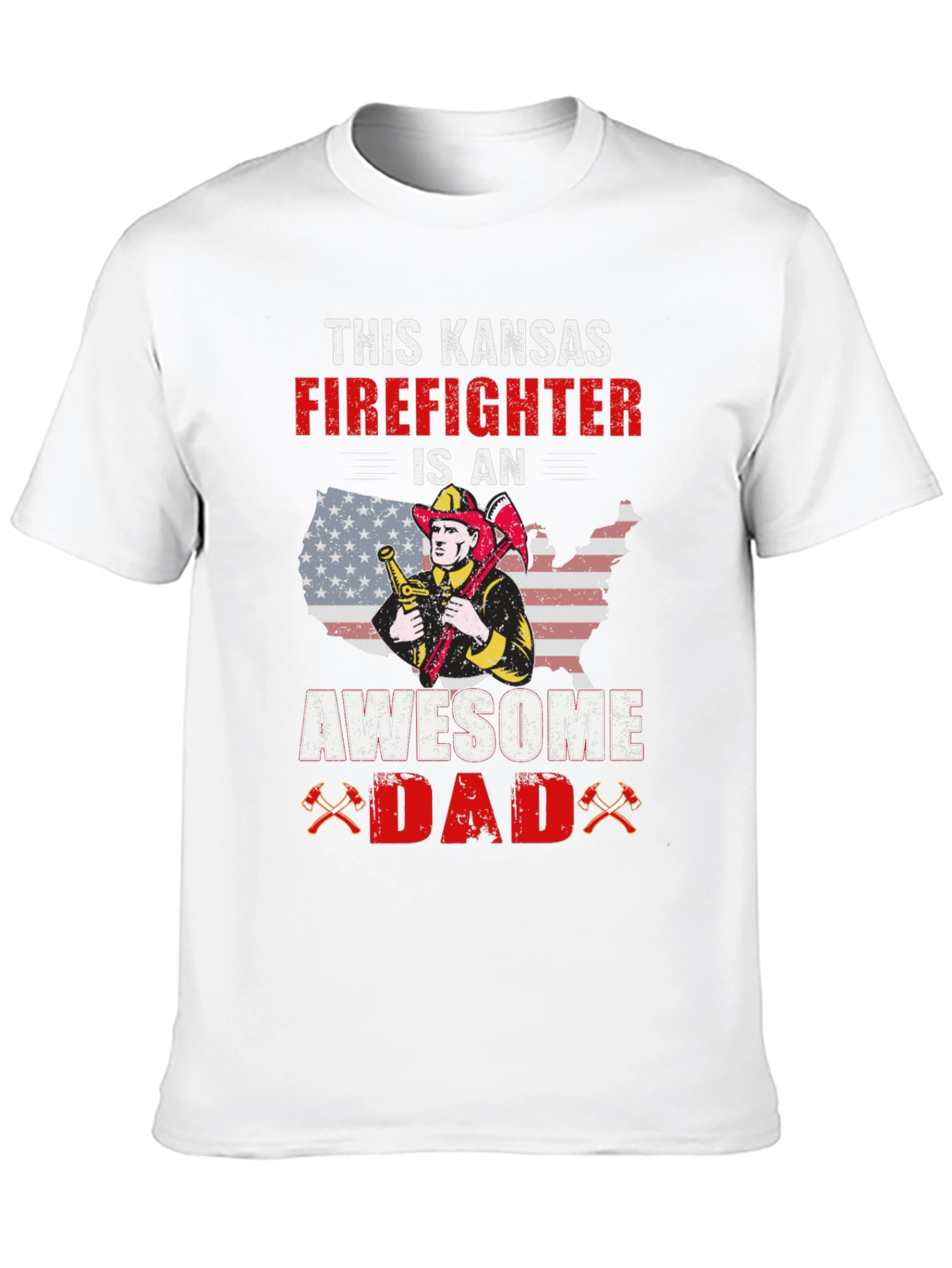 Kansas Firefighter Awesome Dad Graphic T-Shirt