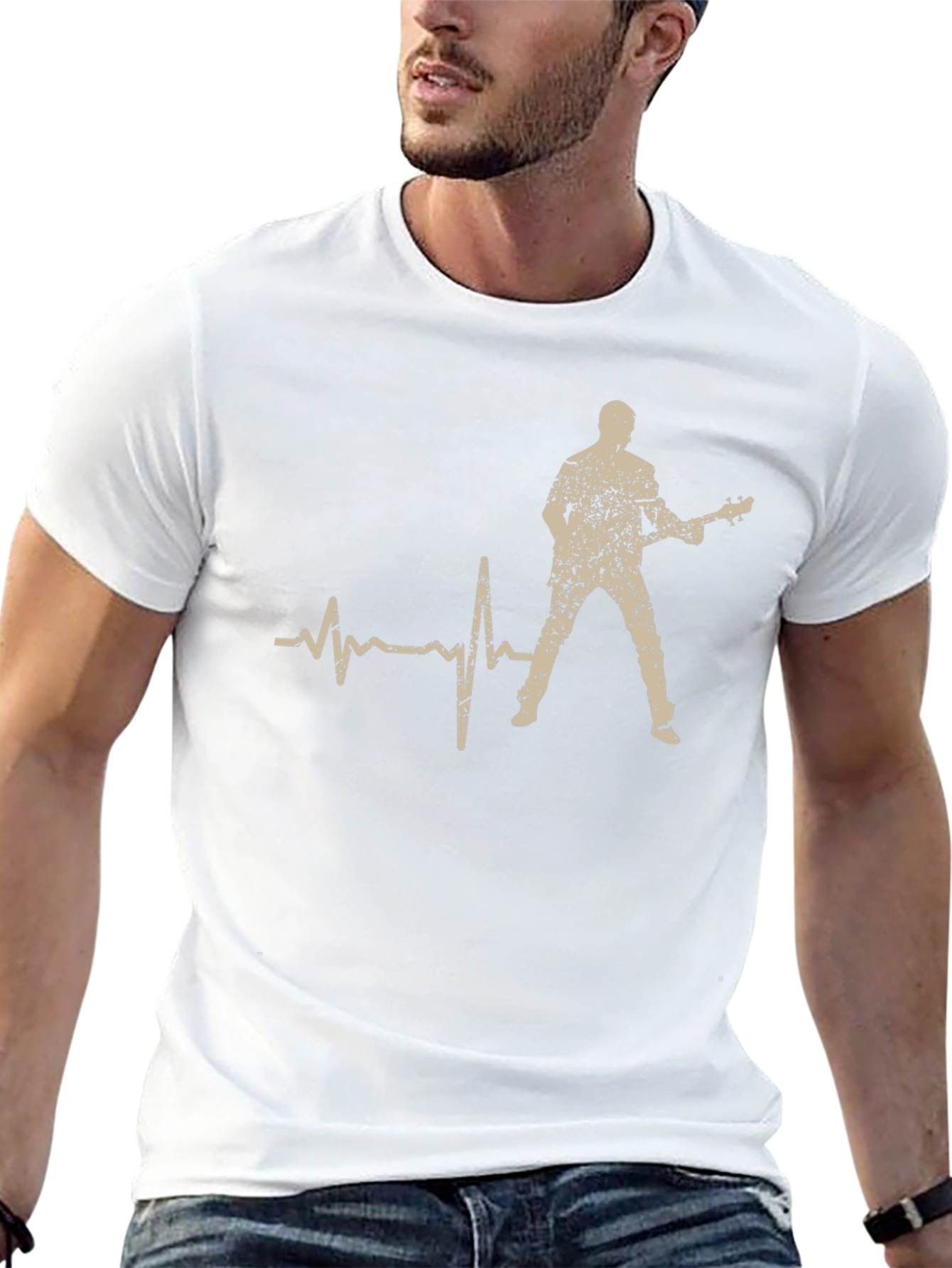 Guitarist Heartbeat T-Shirt - Rock and Roll Tee