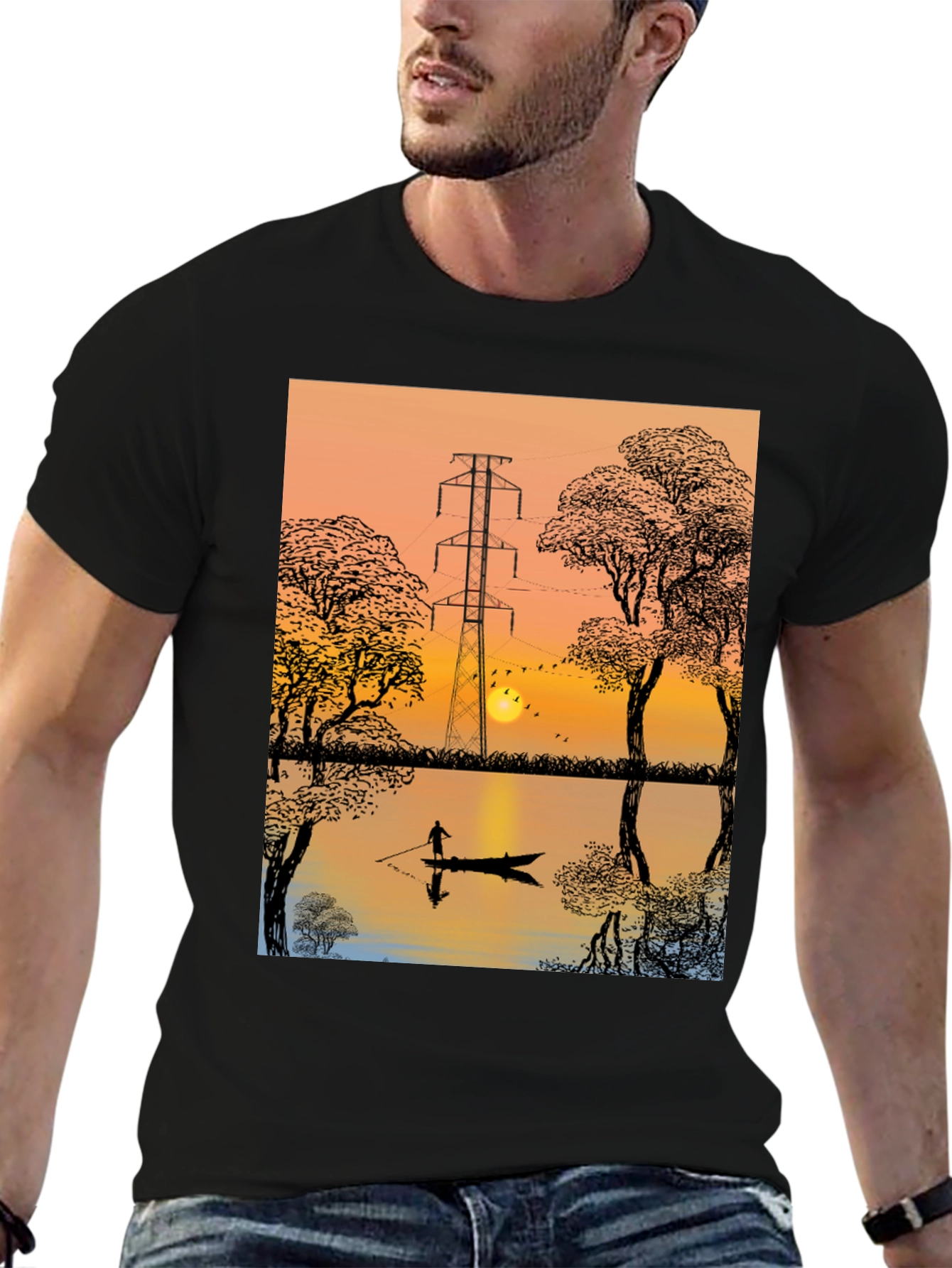 Sunset Lake Graphic Tee - Nature Inspired T-Shirt