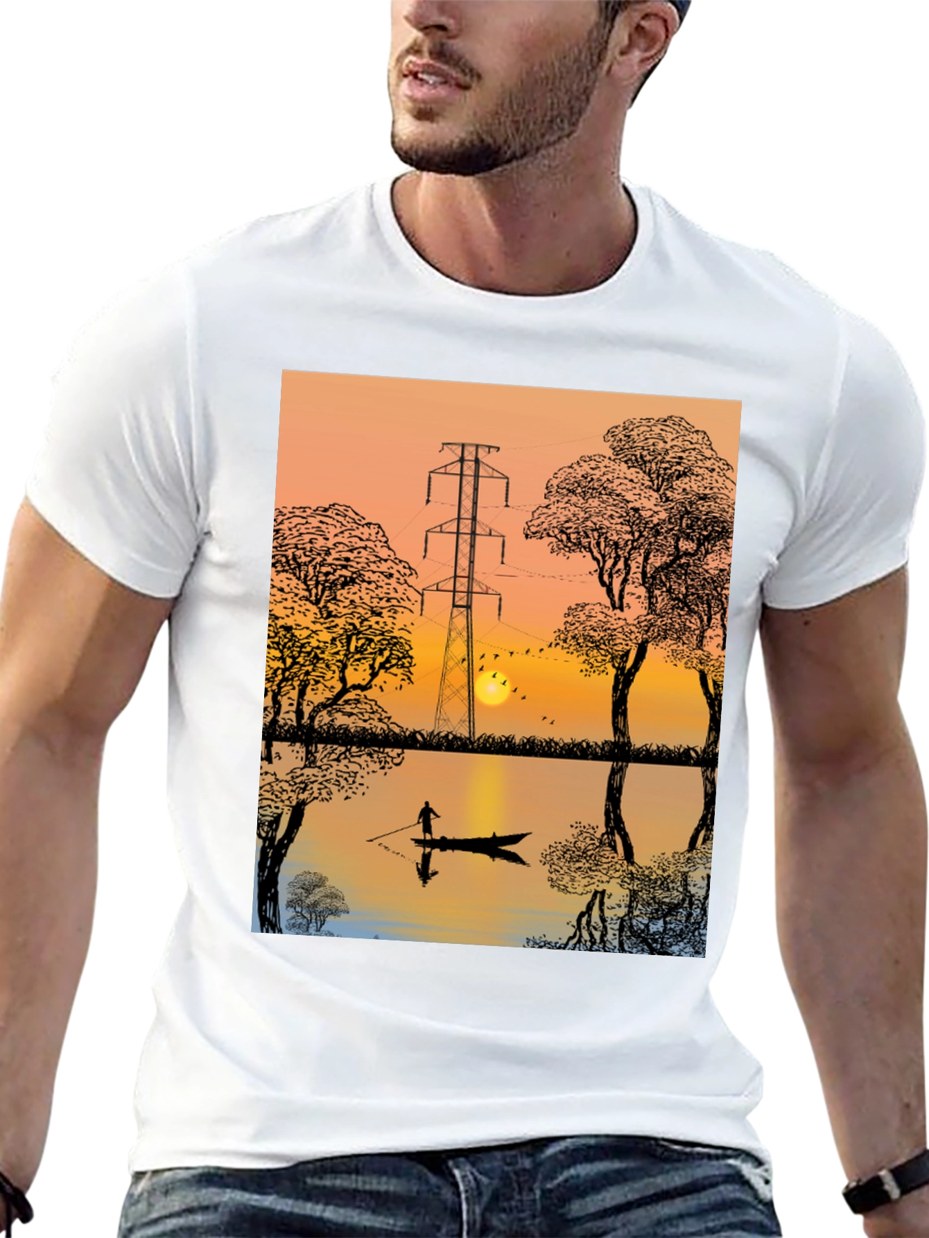 Sunset Lake Graphic Tee - Nature Inspired T-Shirt