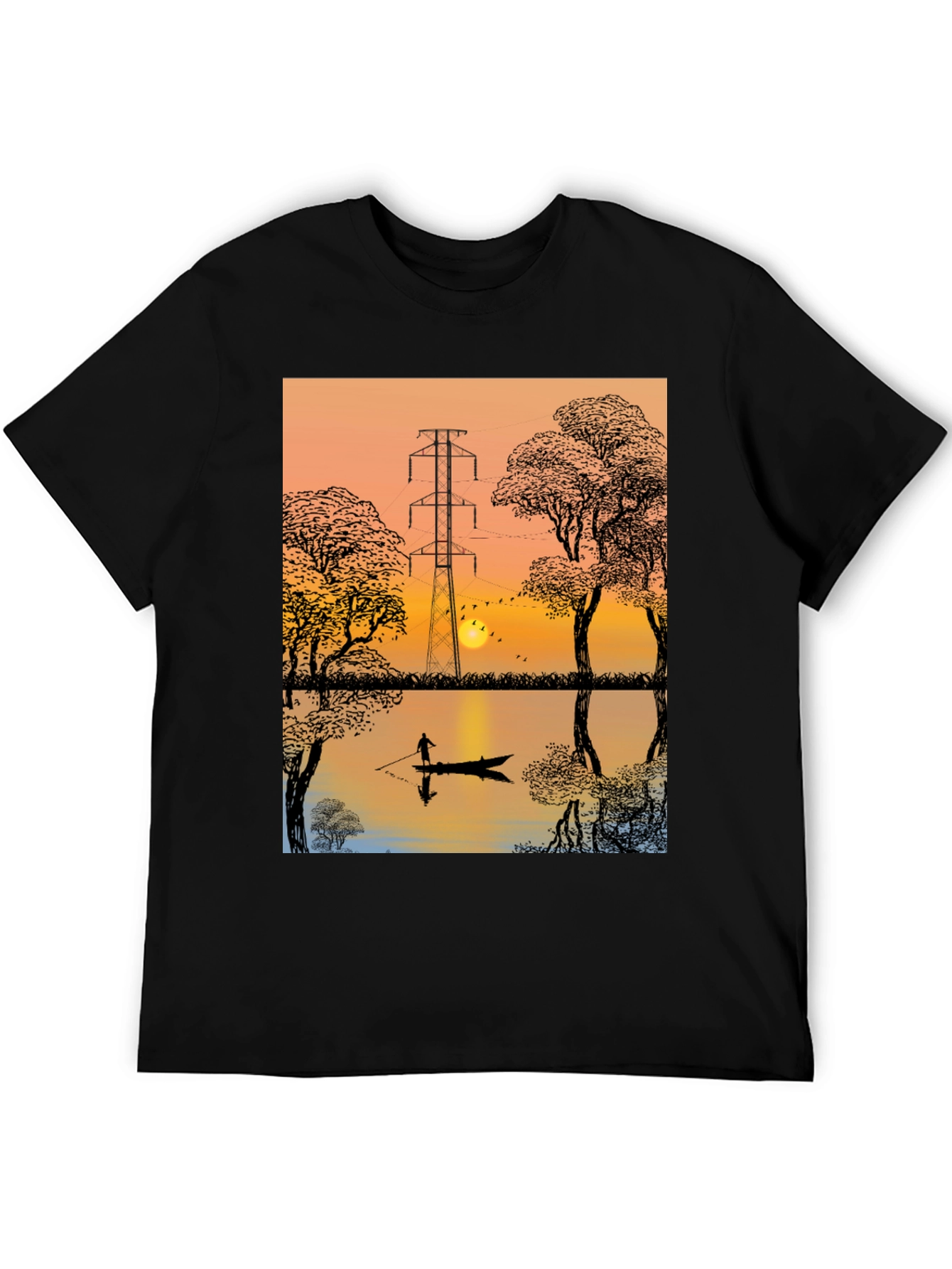 Sunset Lake Graphic Tee - Nature Inspired T-Shirt