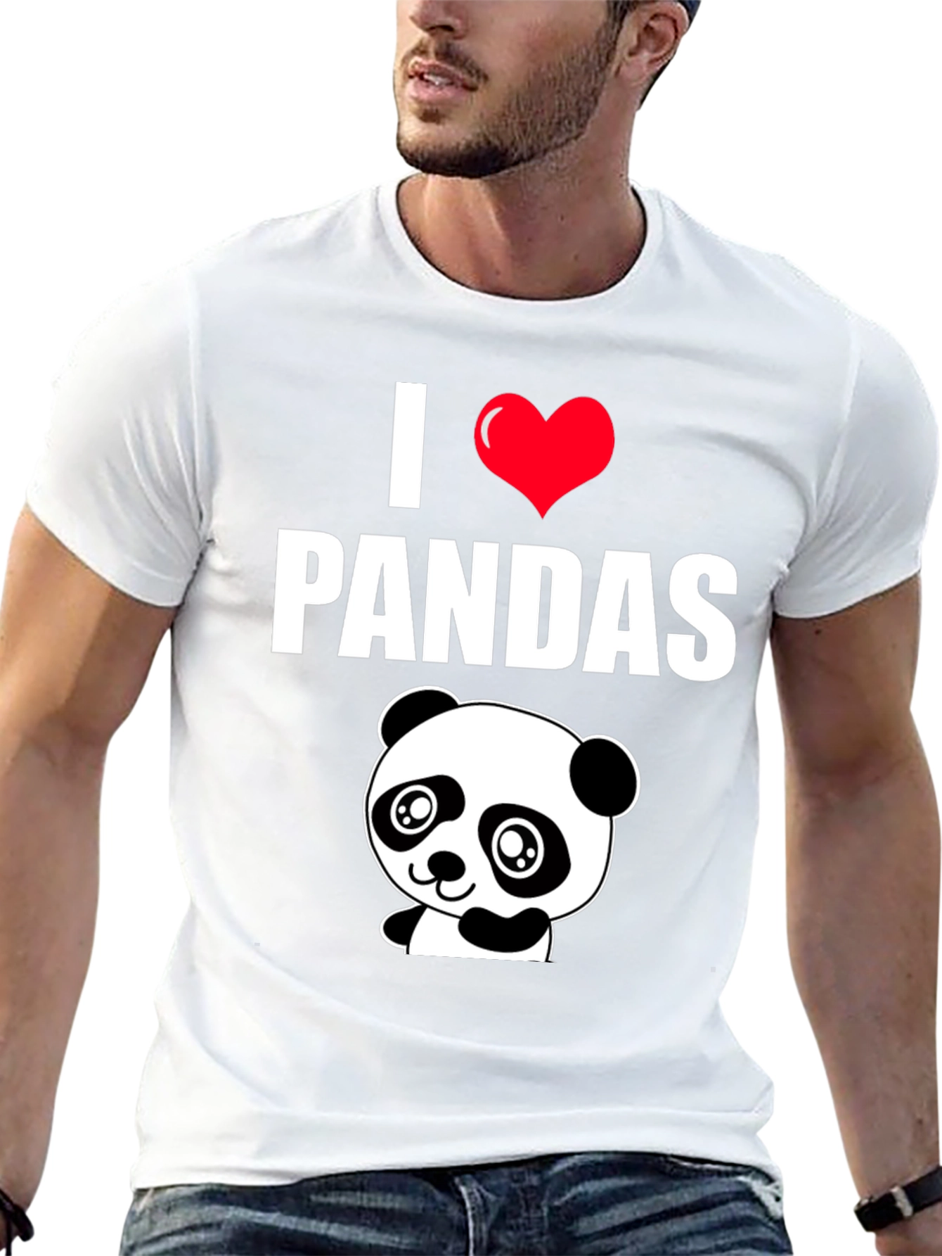 I Heart Pandas Black Graphic Tee Shirt