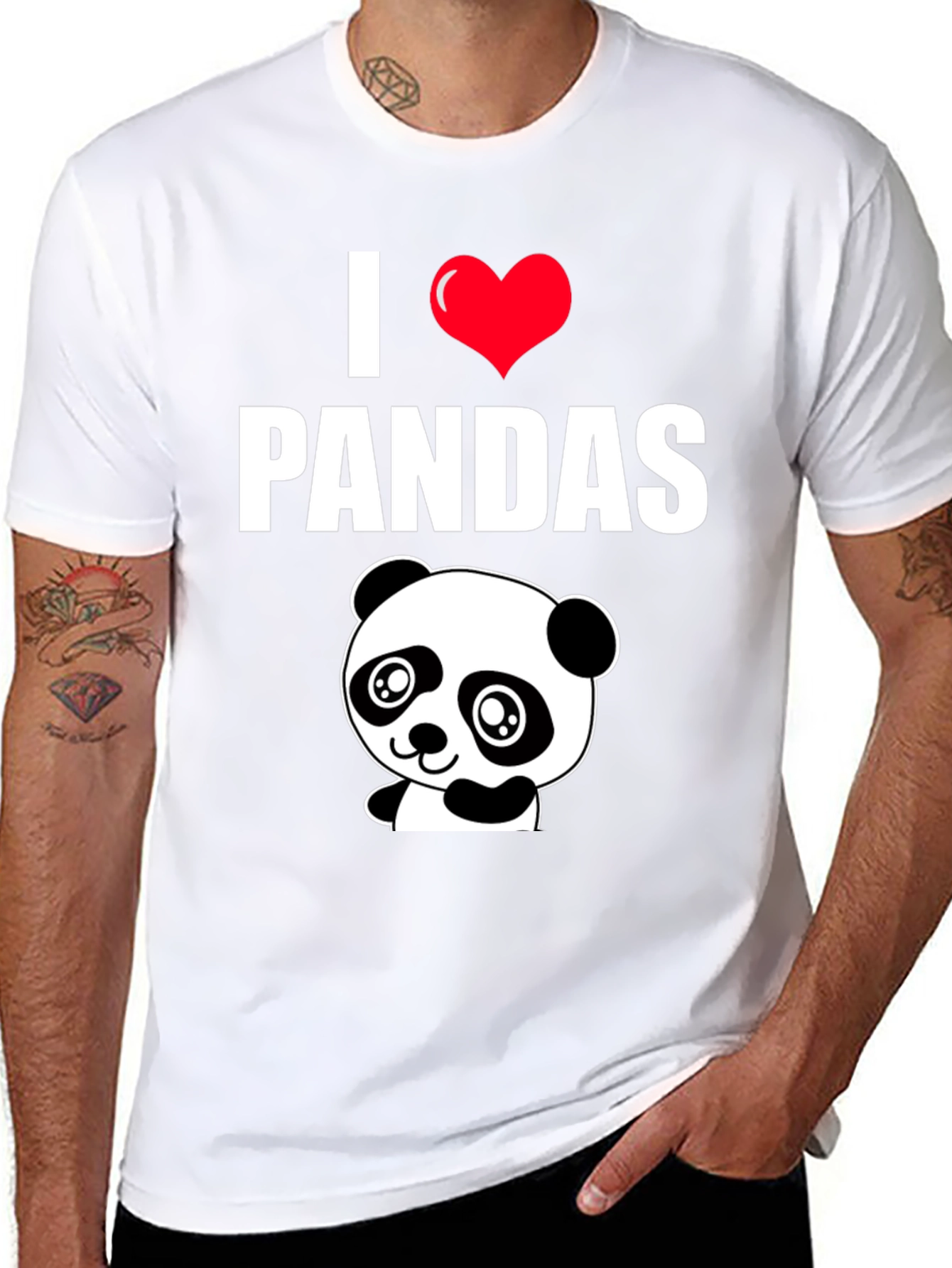 I Heart Pandas Black Graphic Tee Shirt