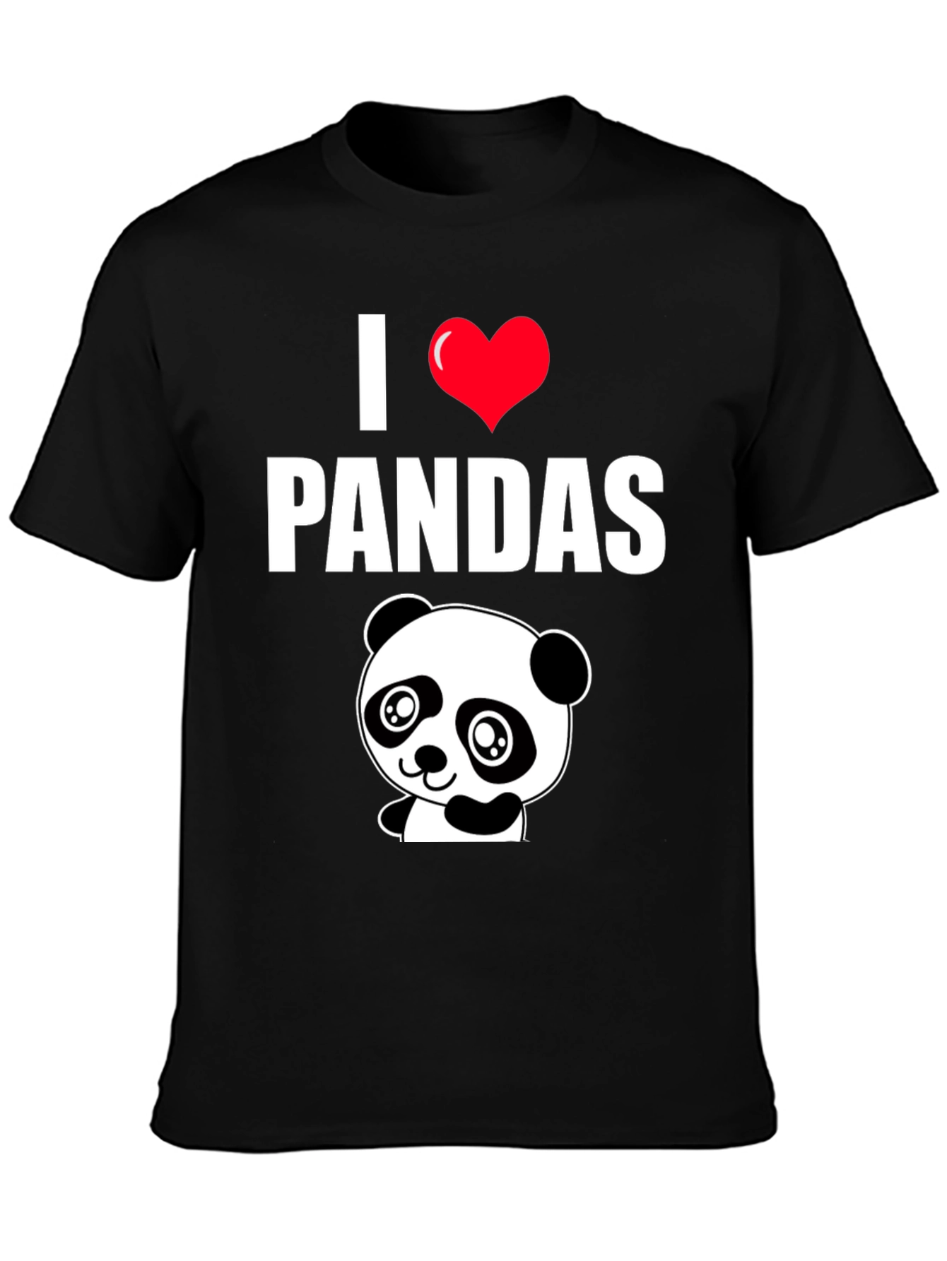 I Heart Pandas Black Graphic Tee Shirt