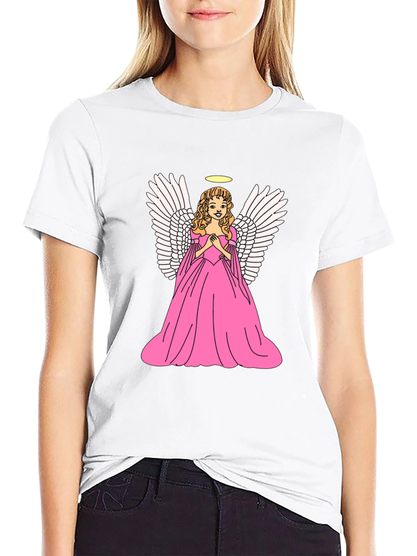 Angel Graphic Tee - Black Cotton T-Shirt