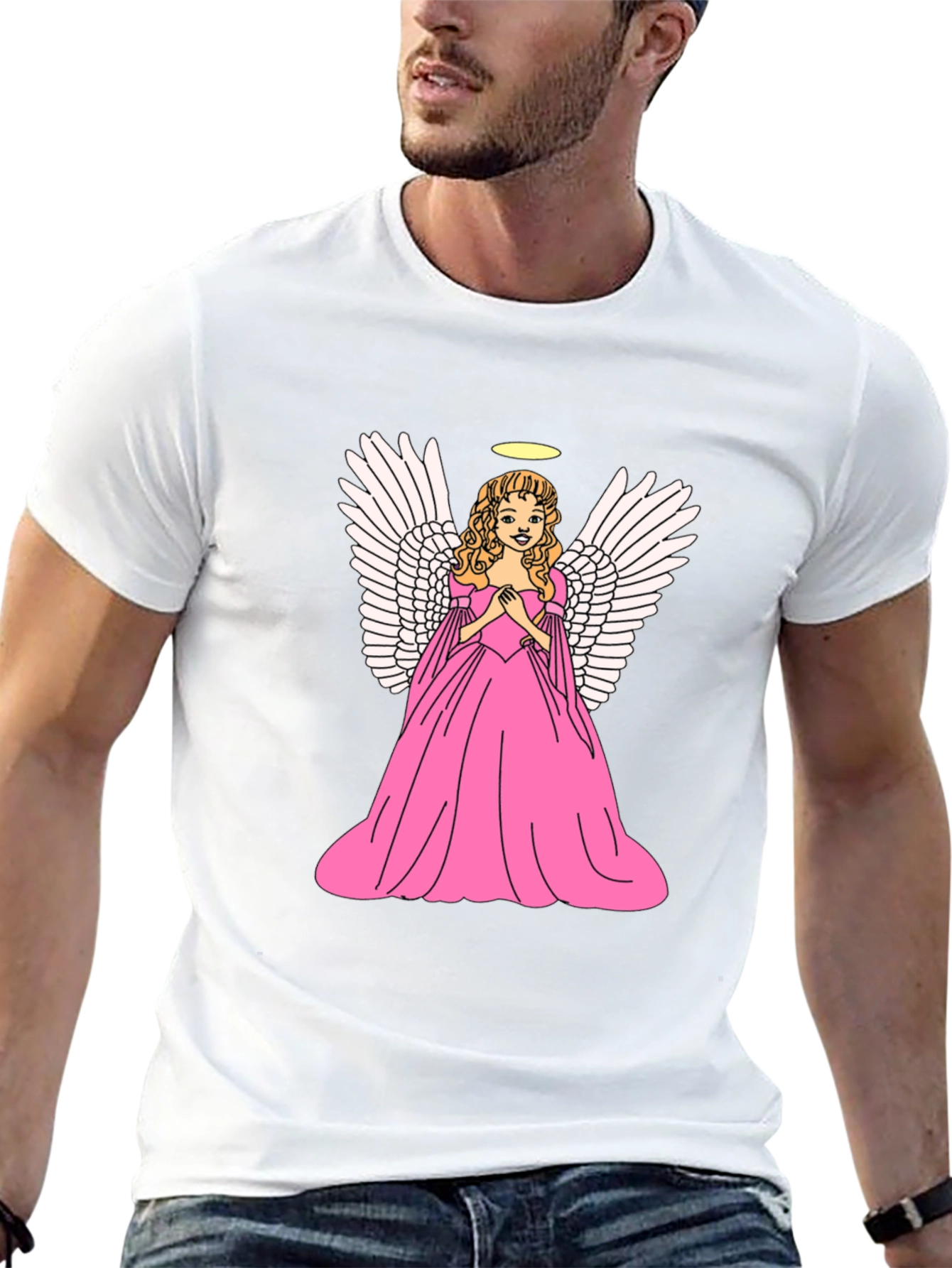 Angel Graphic Tee - Black Cotton T-Shirt