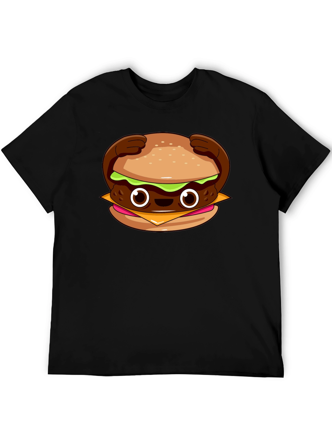 Cute Burger Graphic T-Shirt - Black