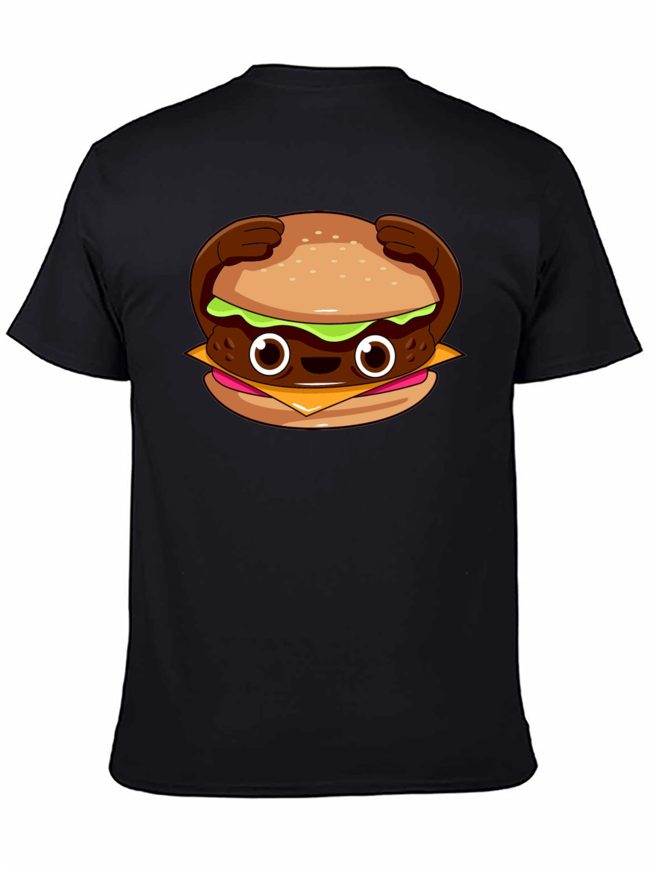 Cute Burger Graphic T-Shirt - Black