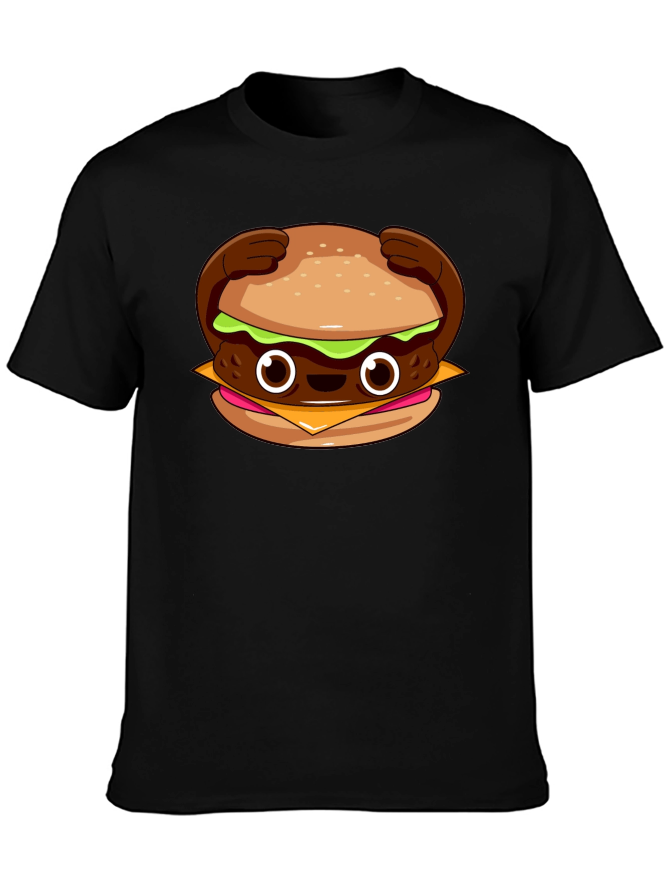 Cute Burger Graphic T-Shirt - Black