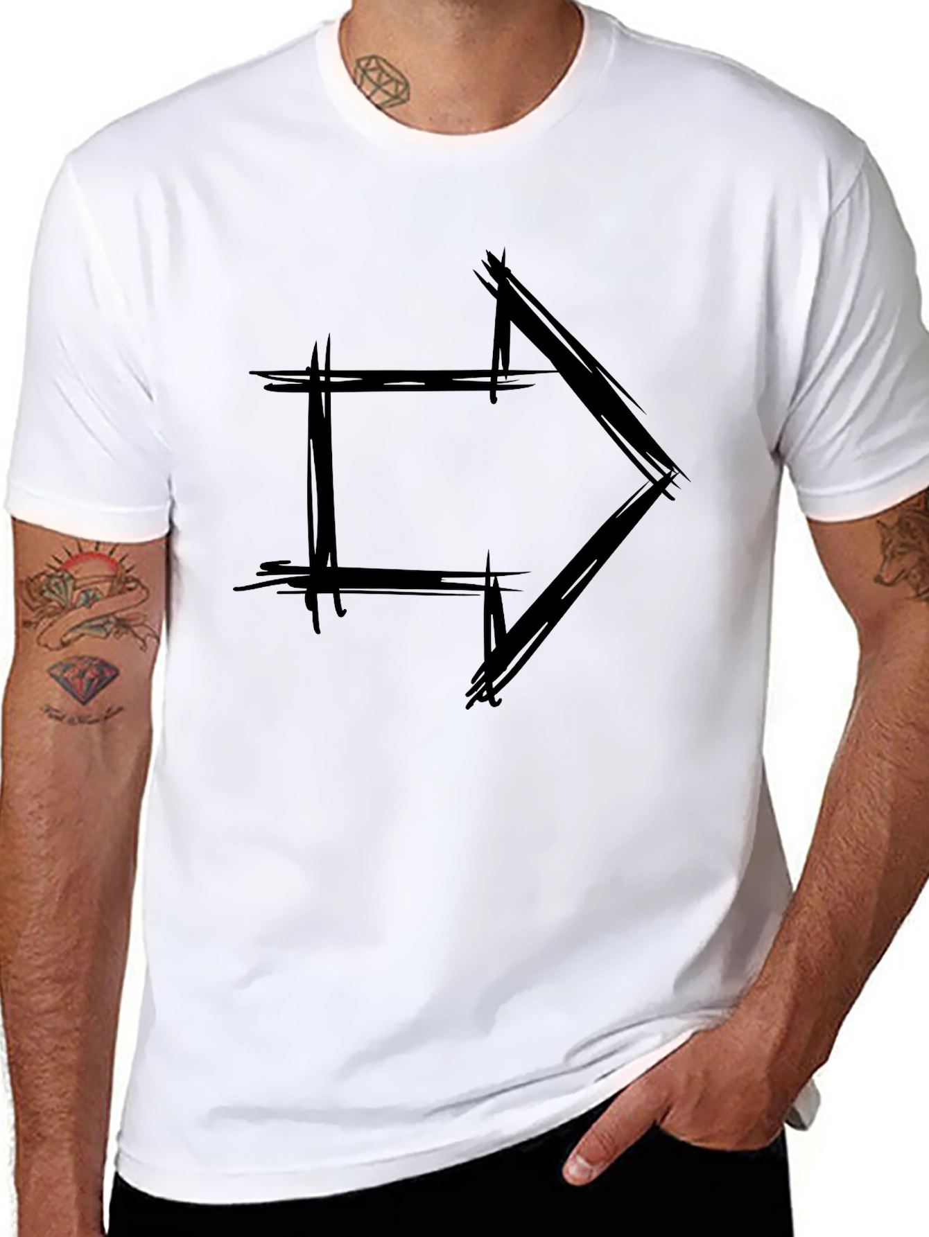 Abstract Arrow Graphic Black T-Shirt