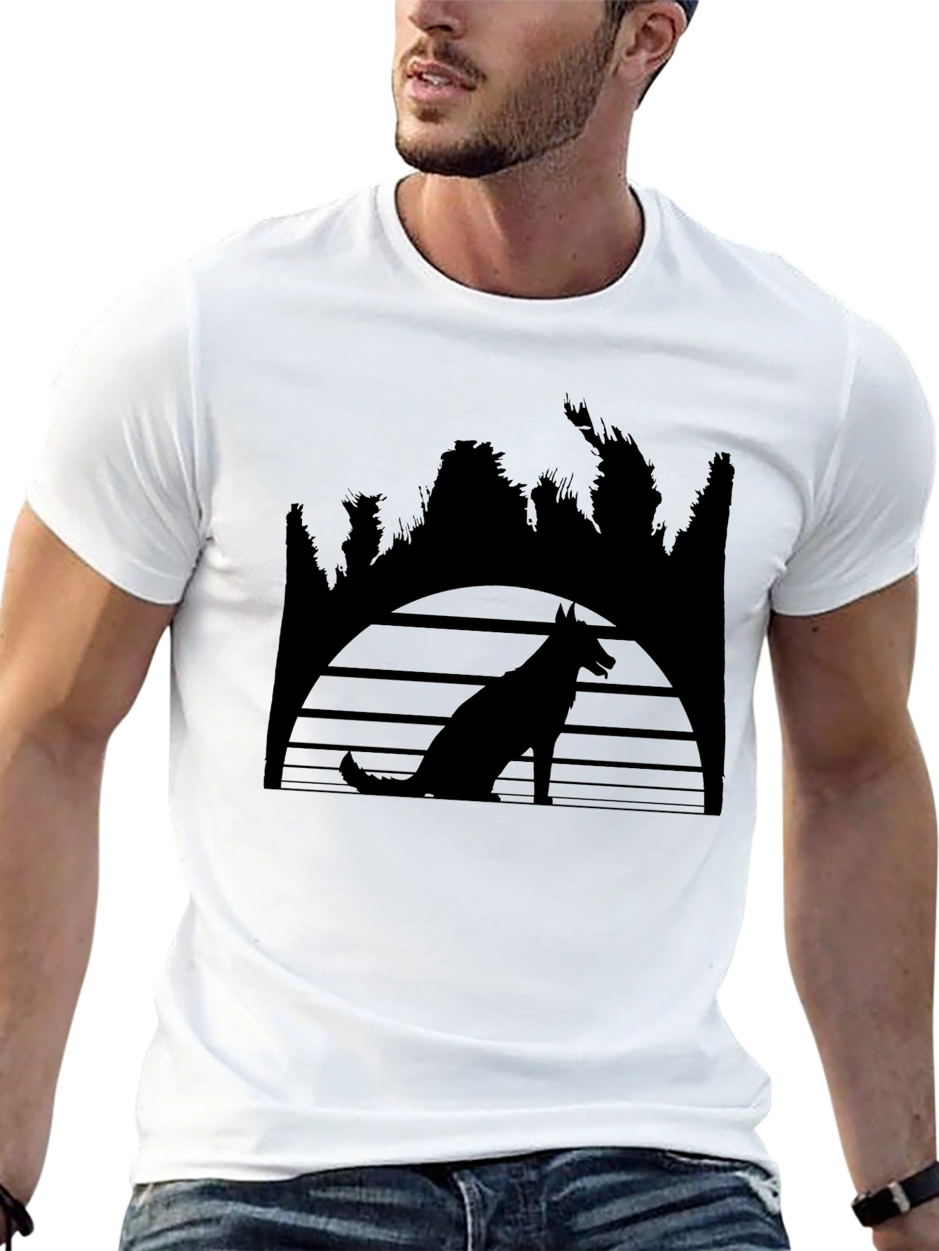 Dog Silhouette Sunset Graphic Tee