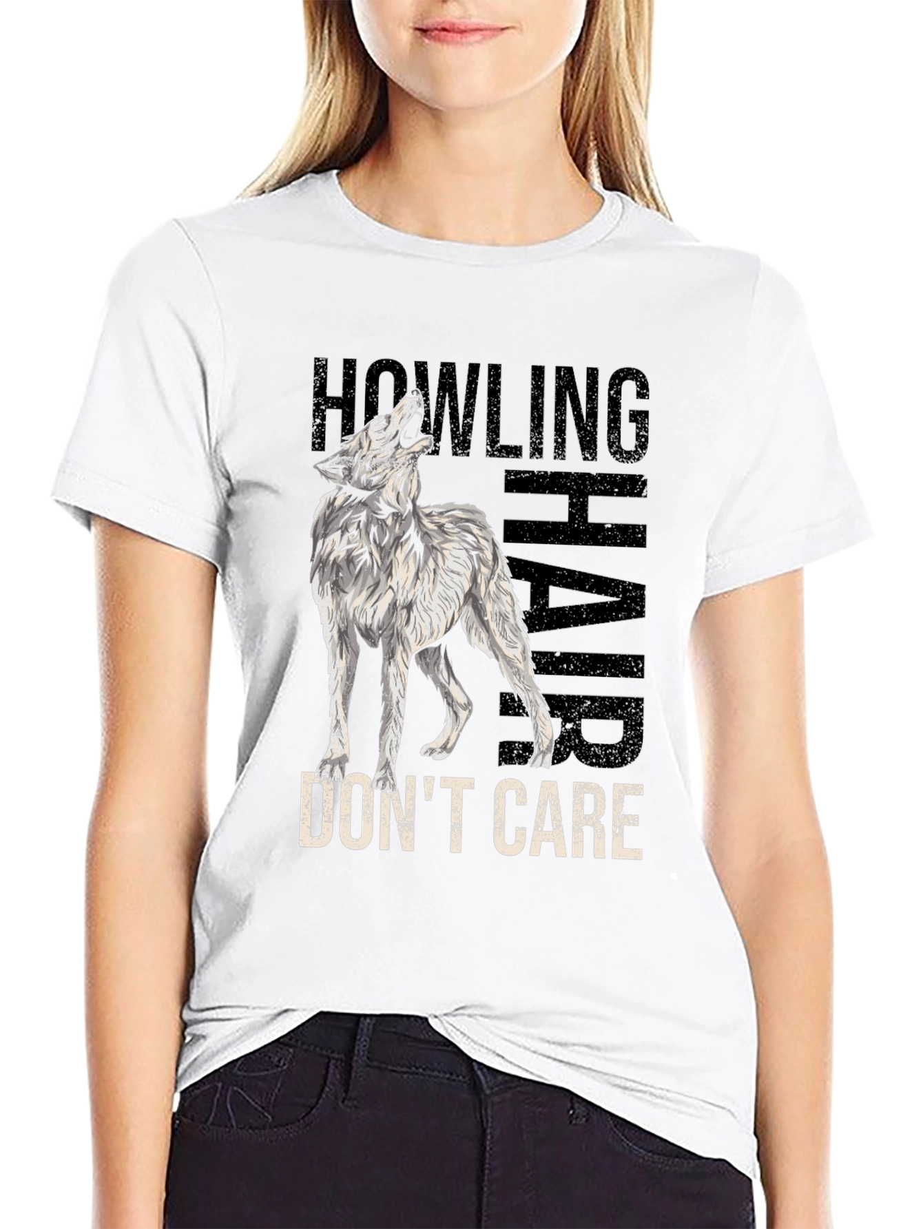 Howling Wolf Hair Dont Care Graphic Tee