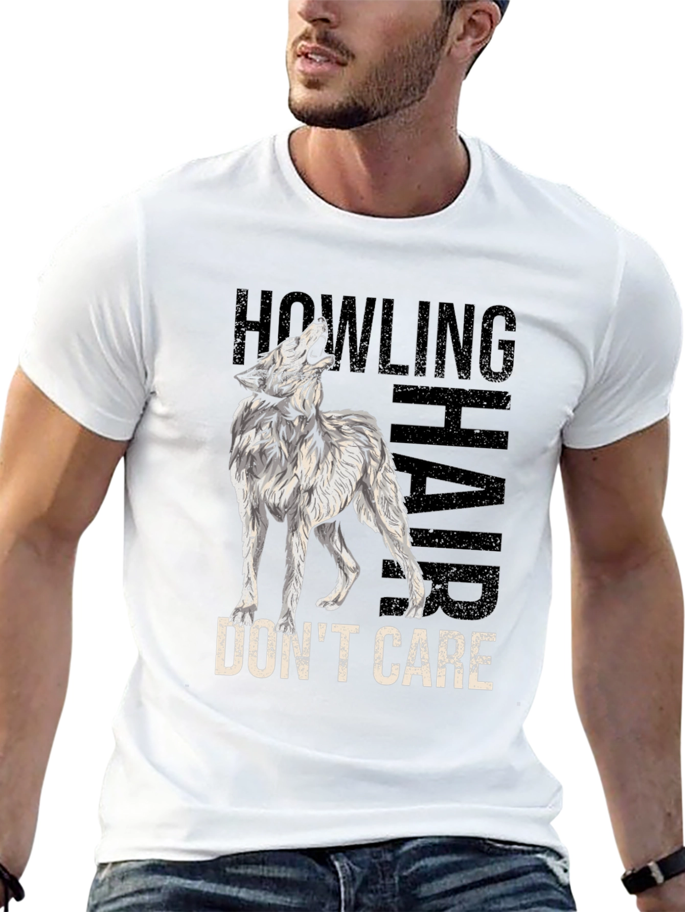 Howling Wolf Hair Dont Care Graphic Tee